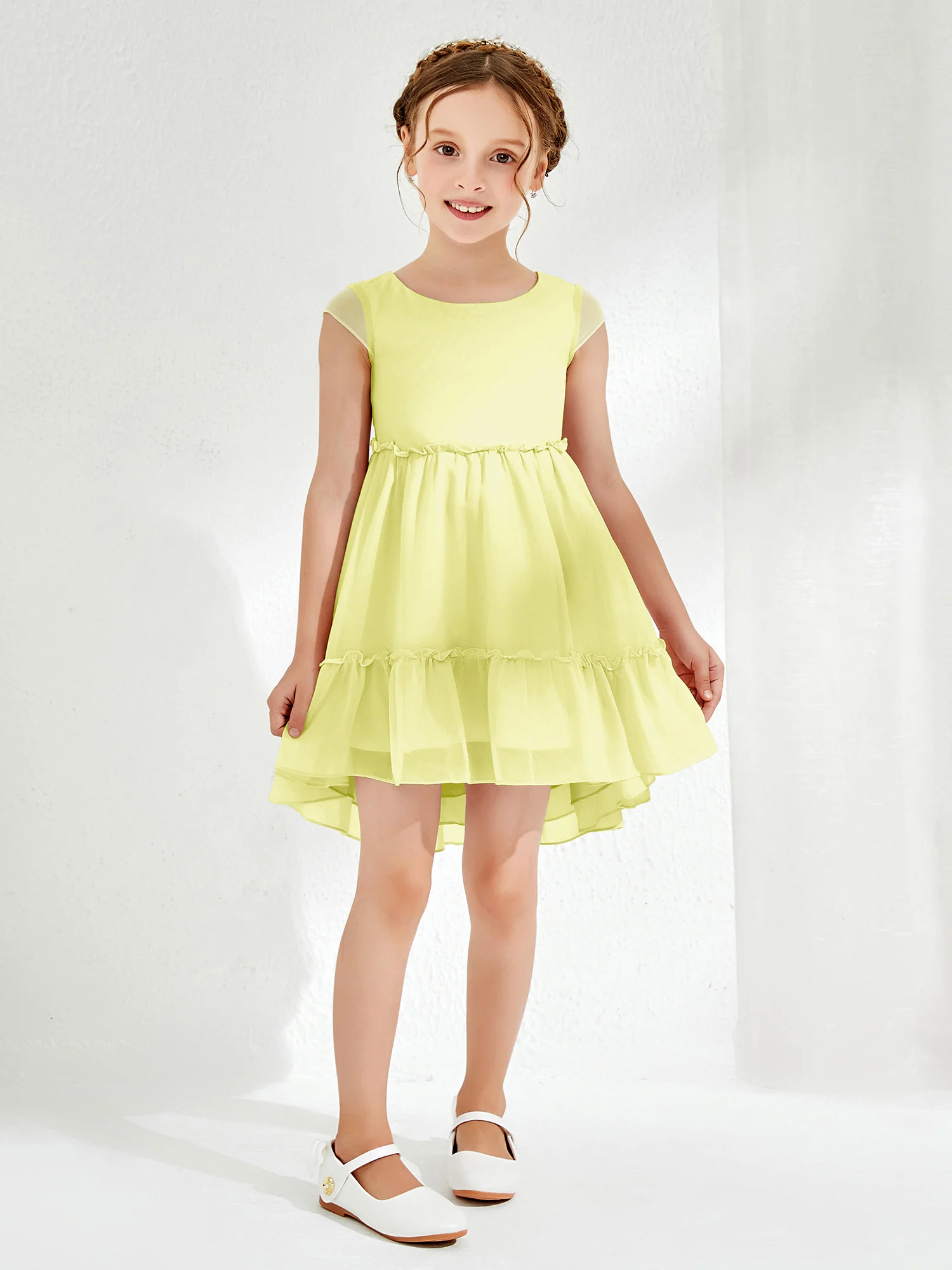 Scoop Chiffon Girl's Knee-Length Dress Daffodil