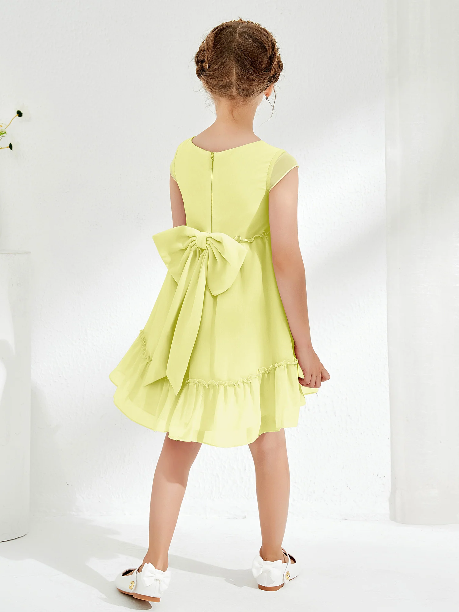 Scoop Chiffon Girl's Knee-Length Dress Daffodil - Image 2