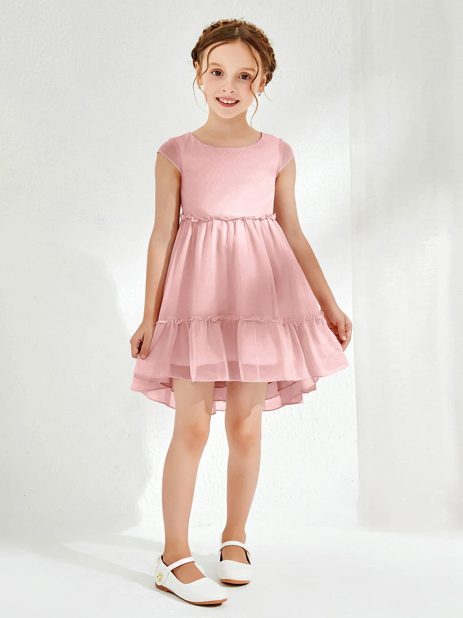 Scoop Chiffon Girl's Knee-Length Dress Dusty Rose