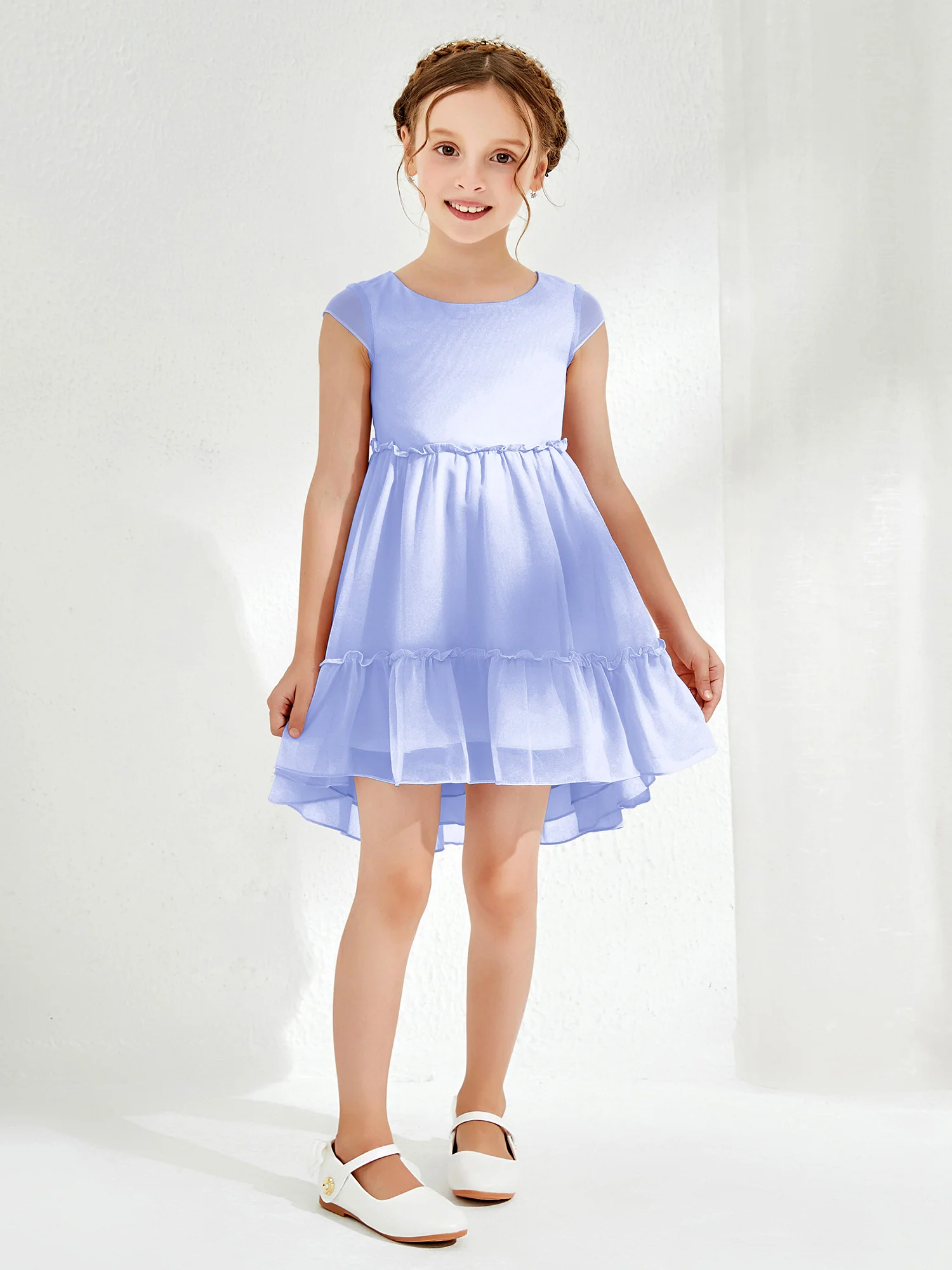 Scoop Chiffon Girl's Knee-Length Dress Lavender