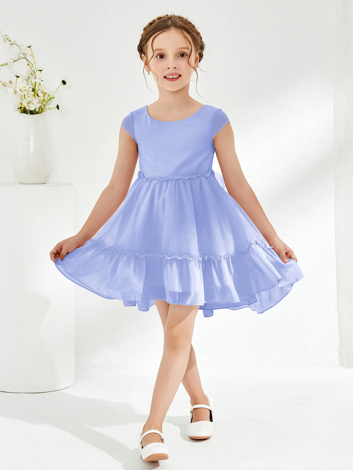 Scoop Chiffon Girl's Knee-Length Dress Lavender - Image 3