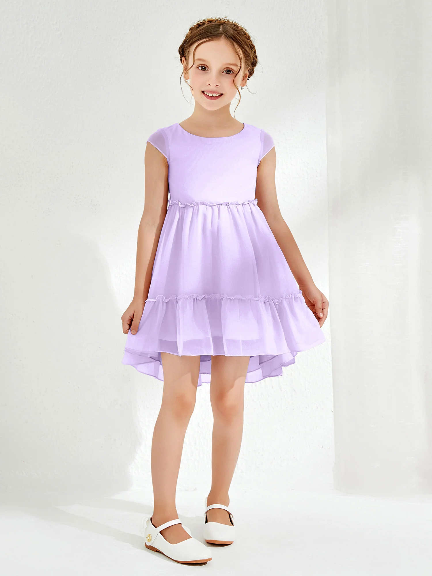 Scoop Chiffon Girl's Knee-Length Dress Lilac