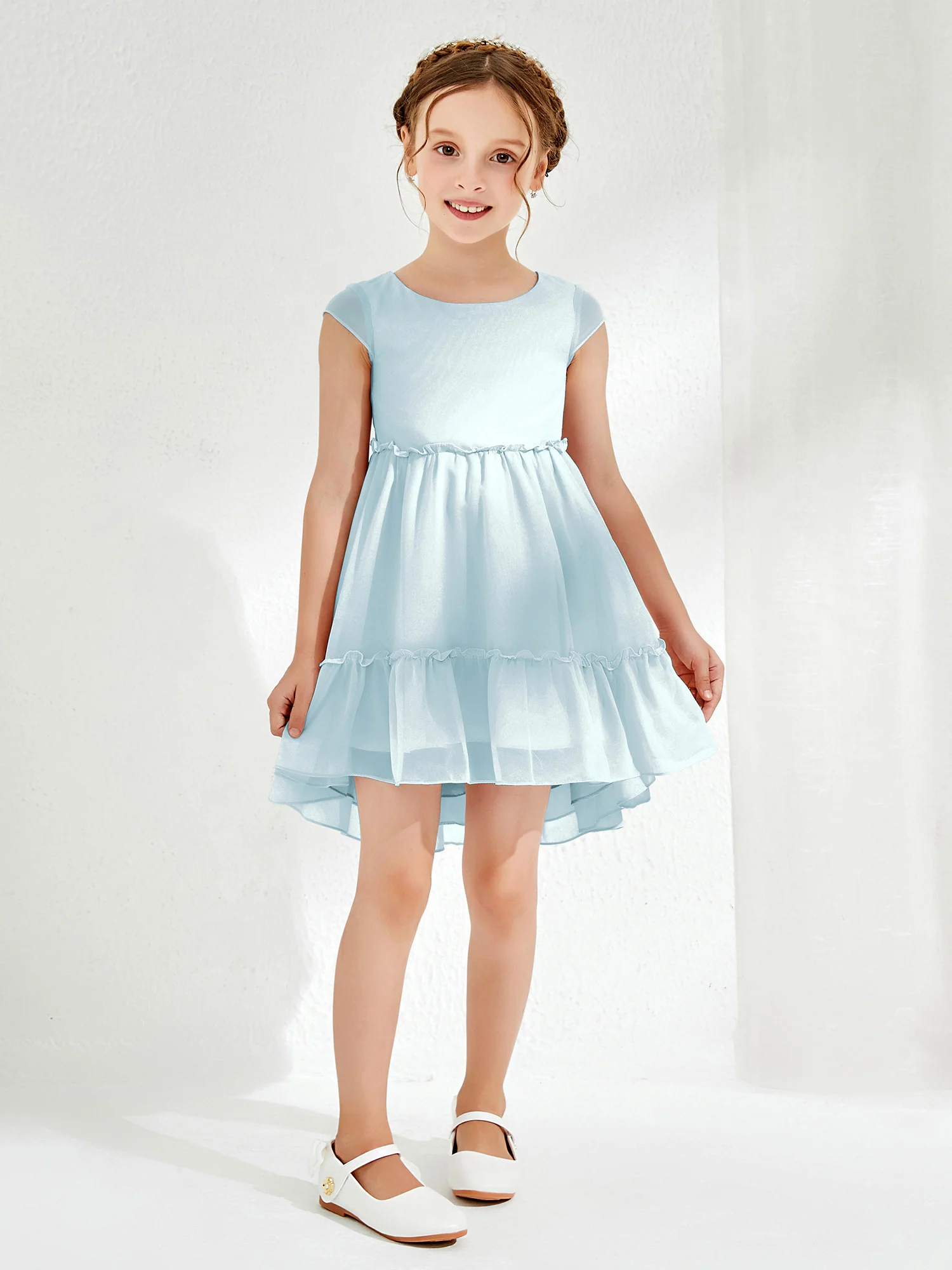 Scoop Chiffon Girl's Knee-Length Dress Mist