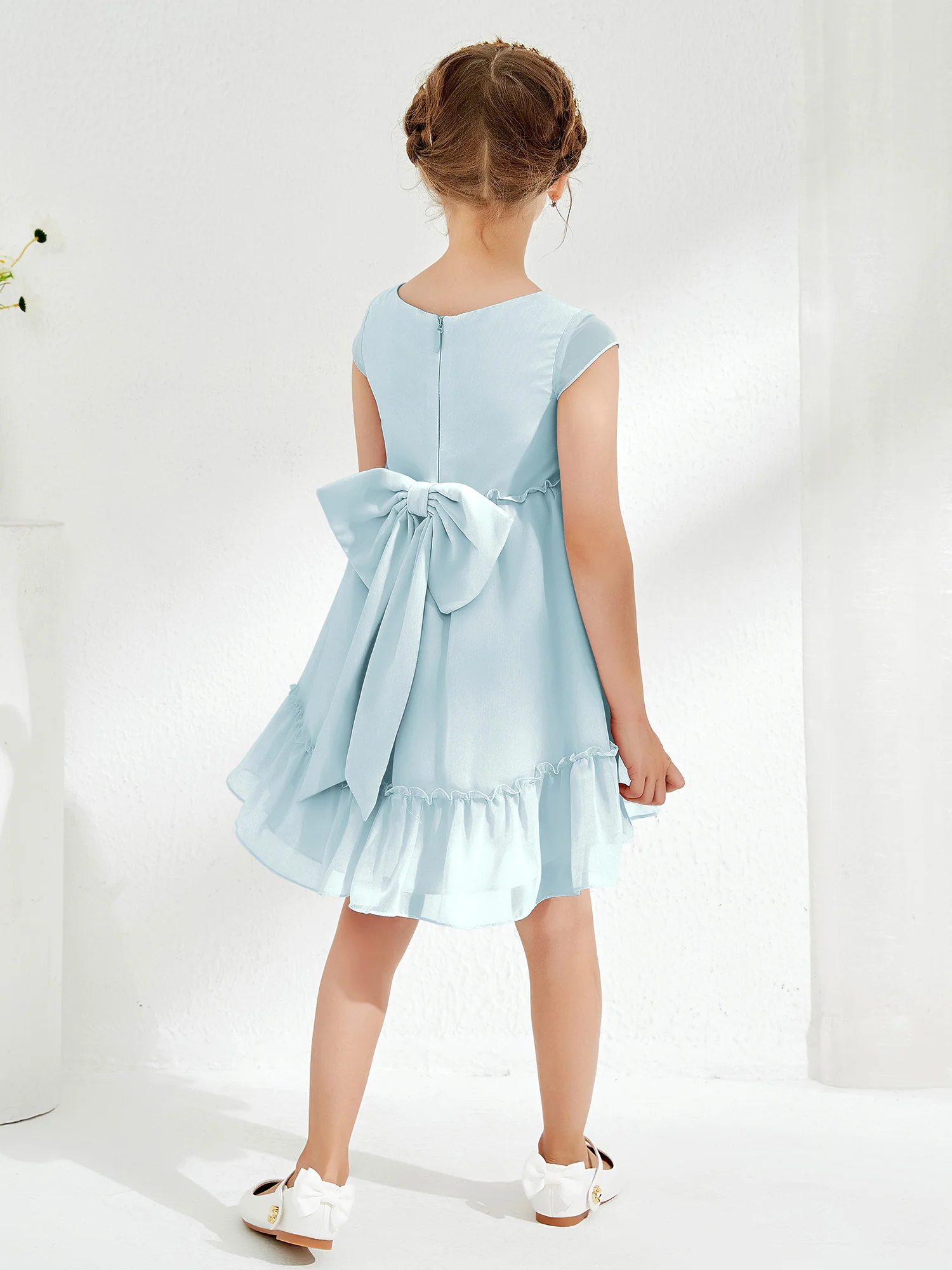 Scoop Chiffon Girl's Knee-Length Dress Mist - Image 2