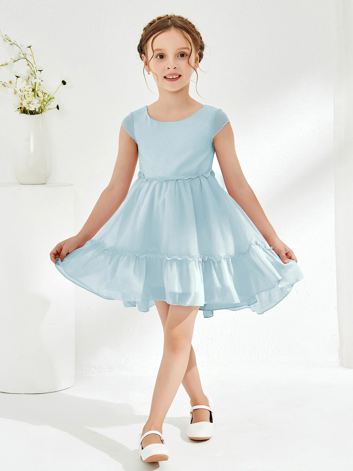 Scoop Chiffon Girl's Knee-Length Dress Mist - Image 3