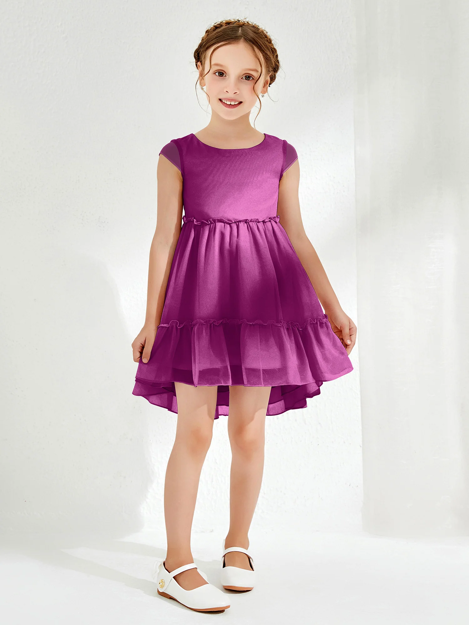 Scoop Chiffon Girl's Knee-Length Dress Orchid