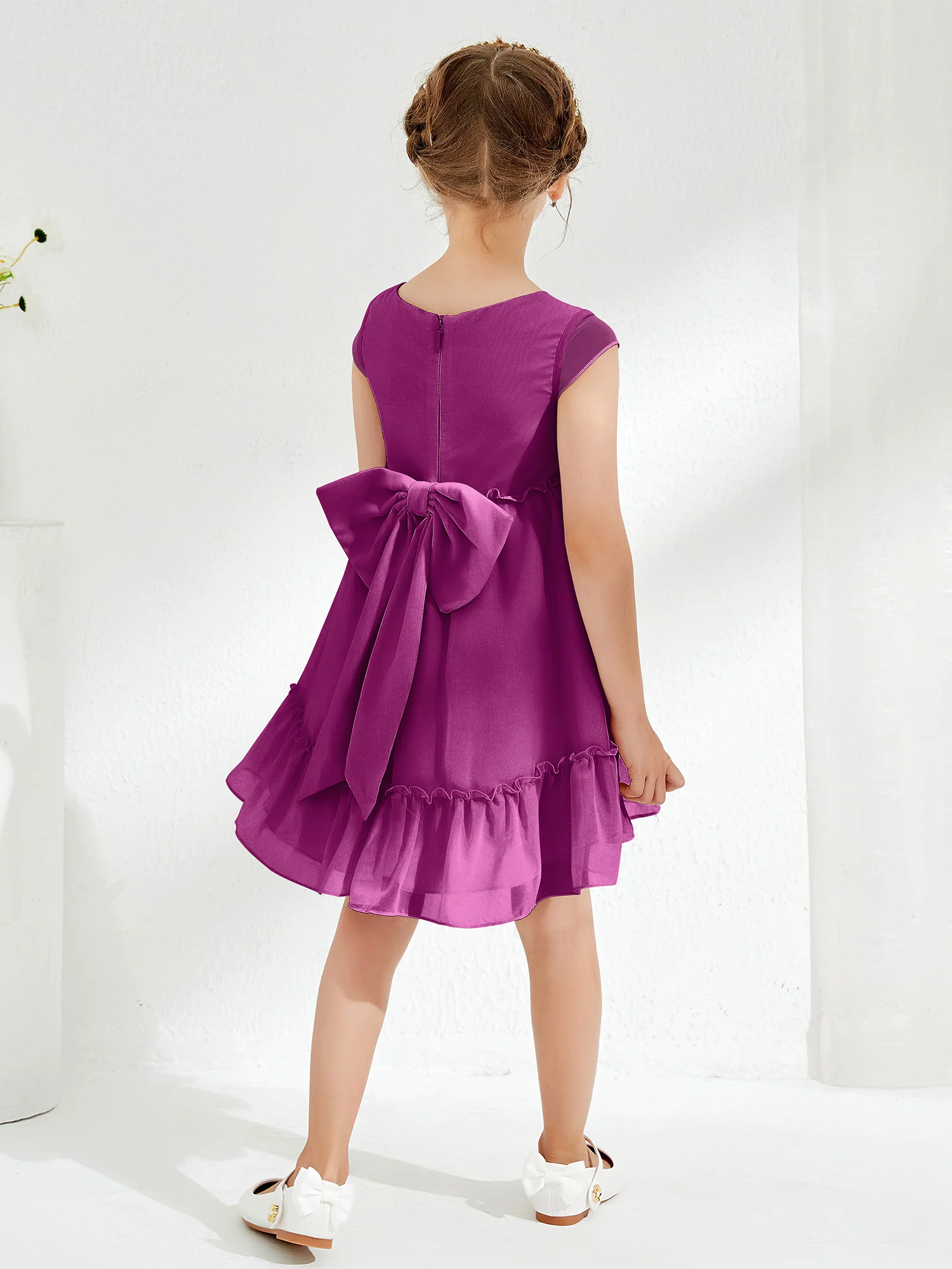 Scoop Chiffon Girl's Knee-Length Dress Orchid - Image 2