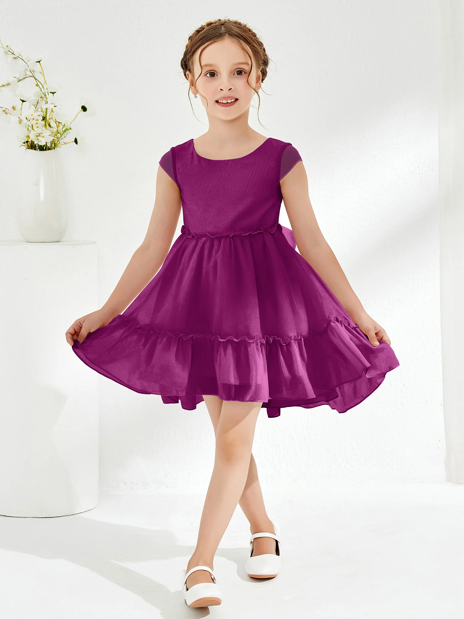 Scoop Chiffon Girl's Knee-Length Dress Orchid - Image 3