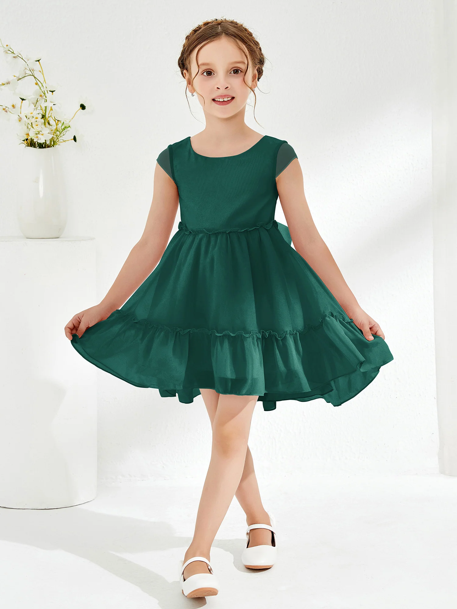 Scoop Chiffon Girl's Knee-Length Dress Peacock - Image 3