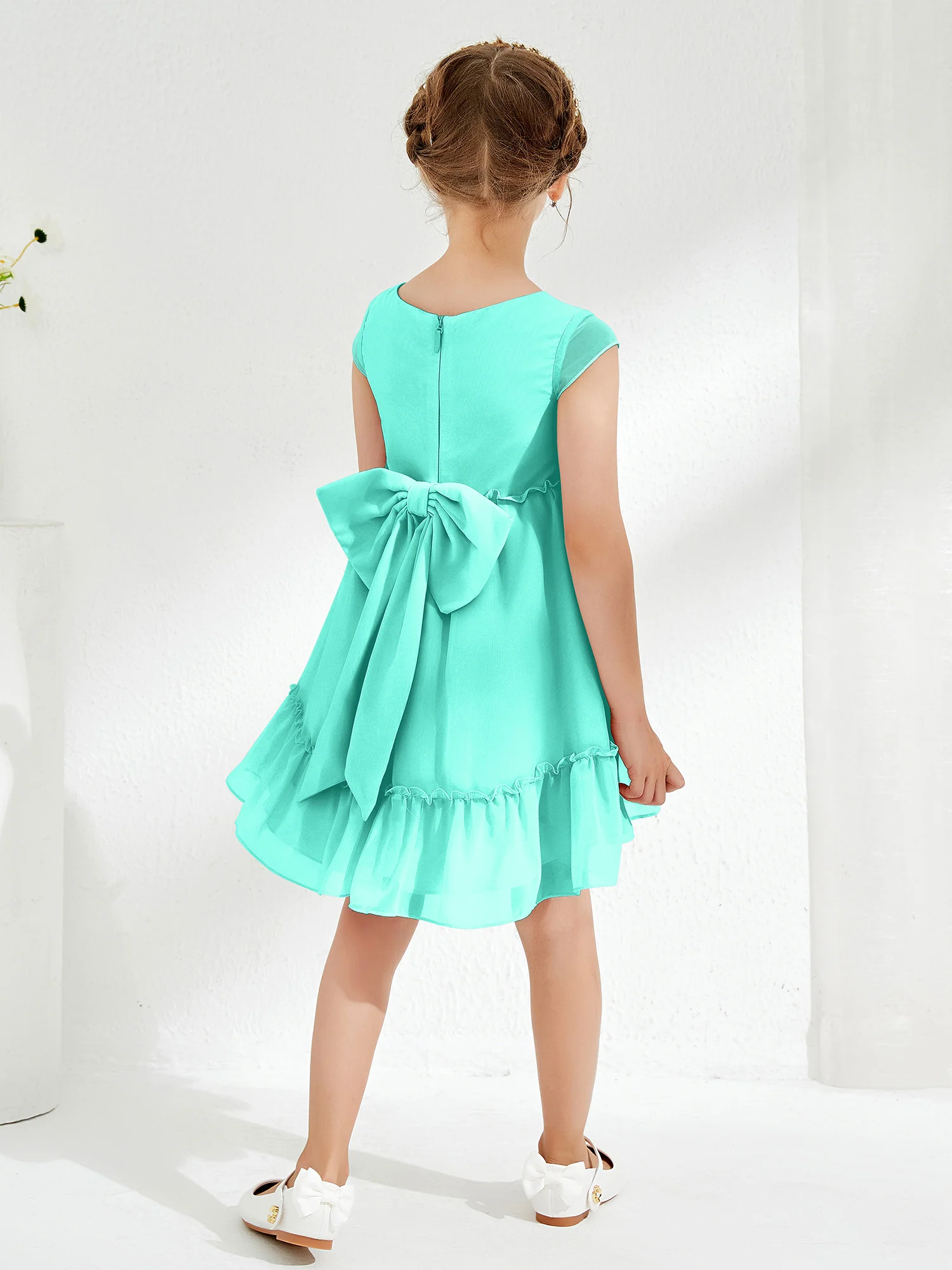 Scoop Chiffon Girl's Knee-Length Dress Spa - Image 2