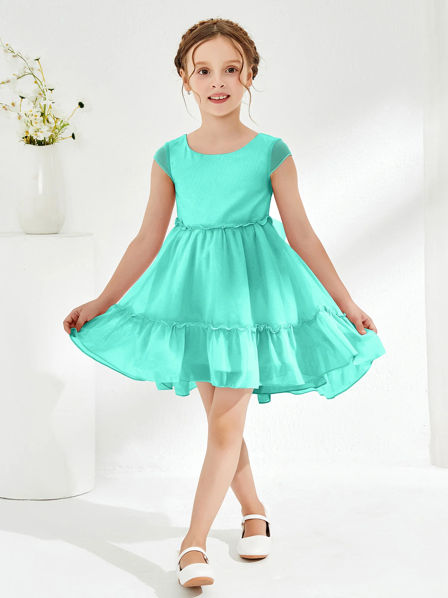 Scoop Chiffon Girl's Knee-Length Dress Spa - Image 3