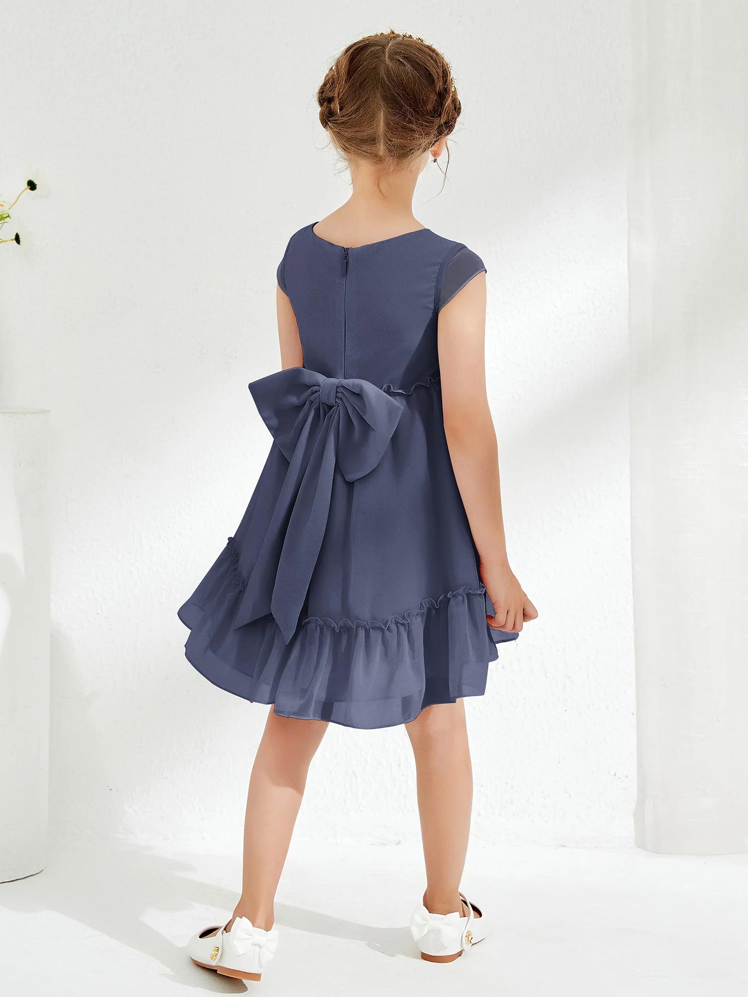 Scoop Chiffon Girl's Knee-Length Dress Stormy - Image 2