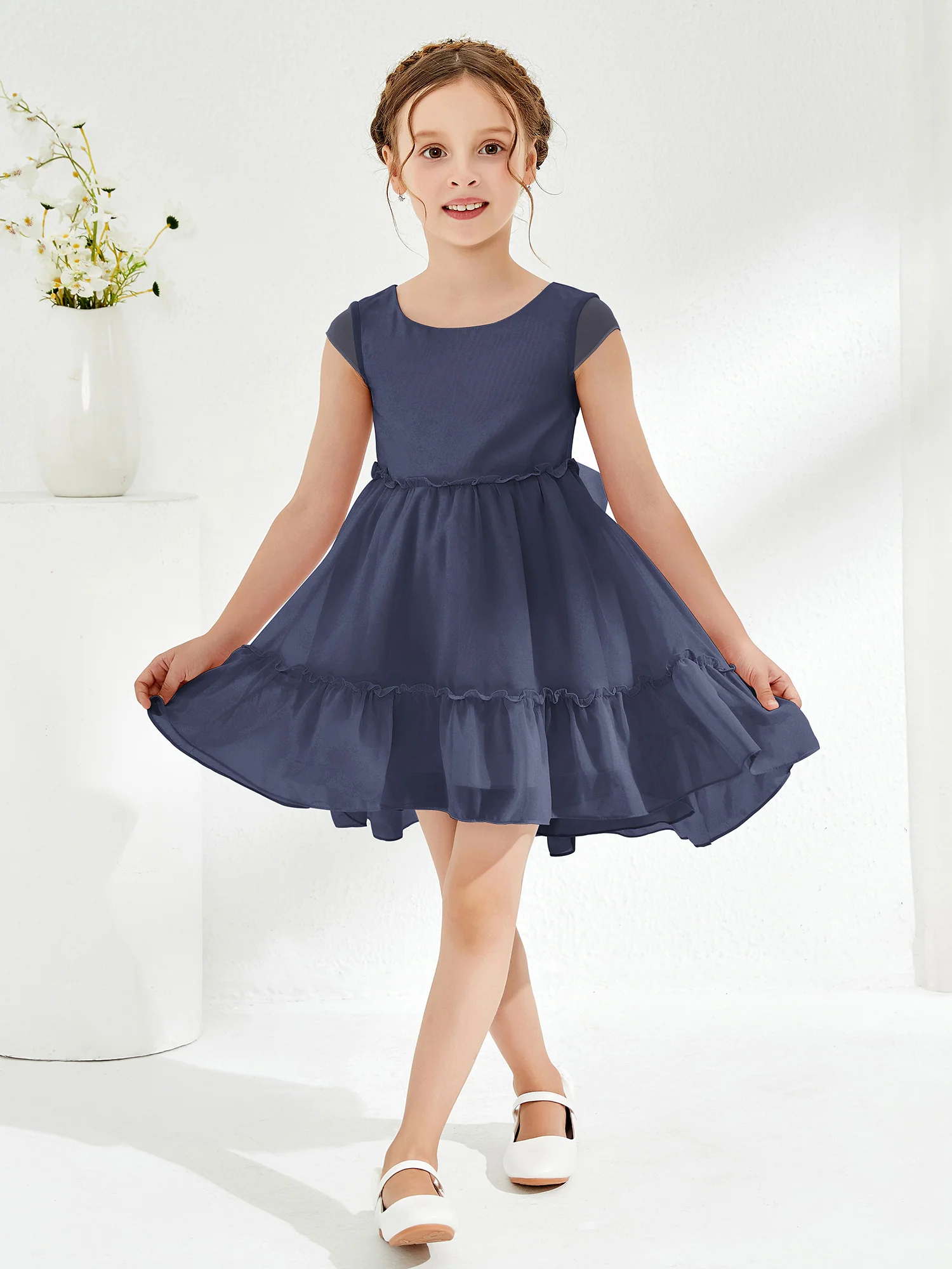 Scoop Chiffon Girl's Knee-Length Dress Stormy - Image 3