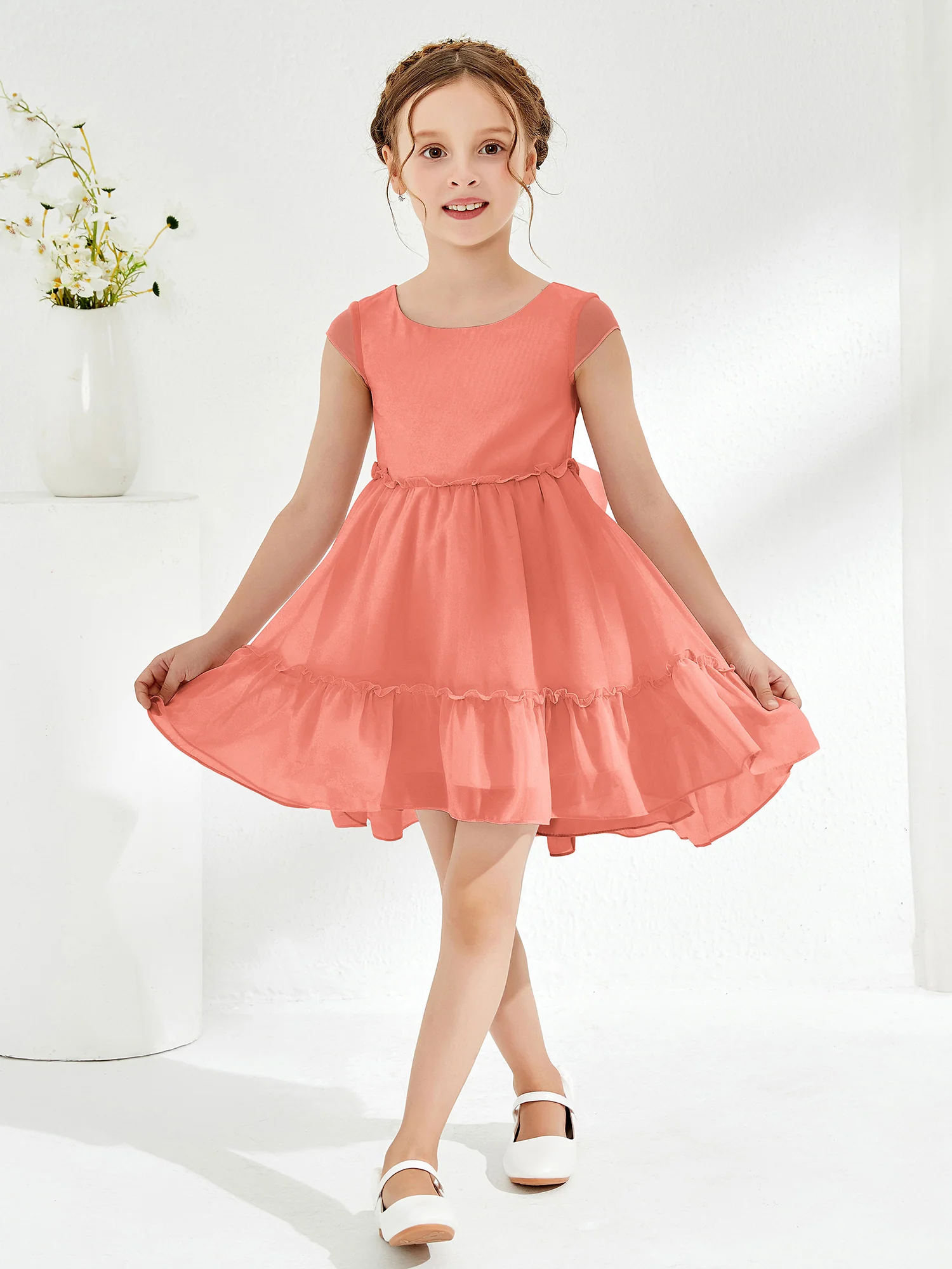 Scoop Chiffon Girl's Knee-Length Dress Sunset - Image 3