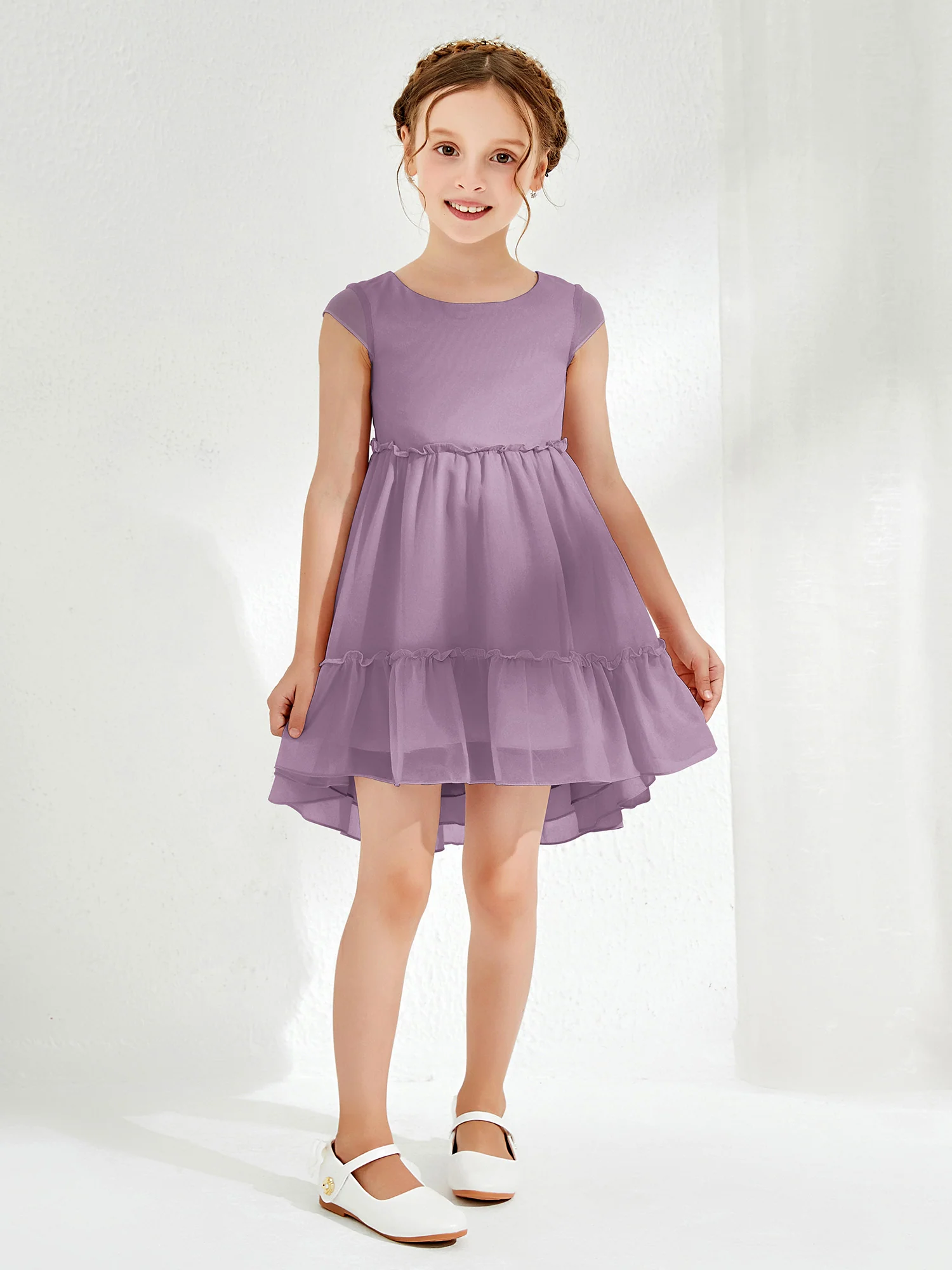 Scoop Chiffon Girl's Knee-Length Dress Wisteria
