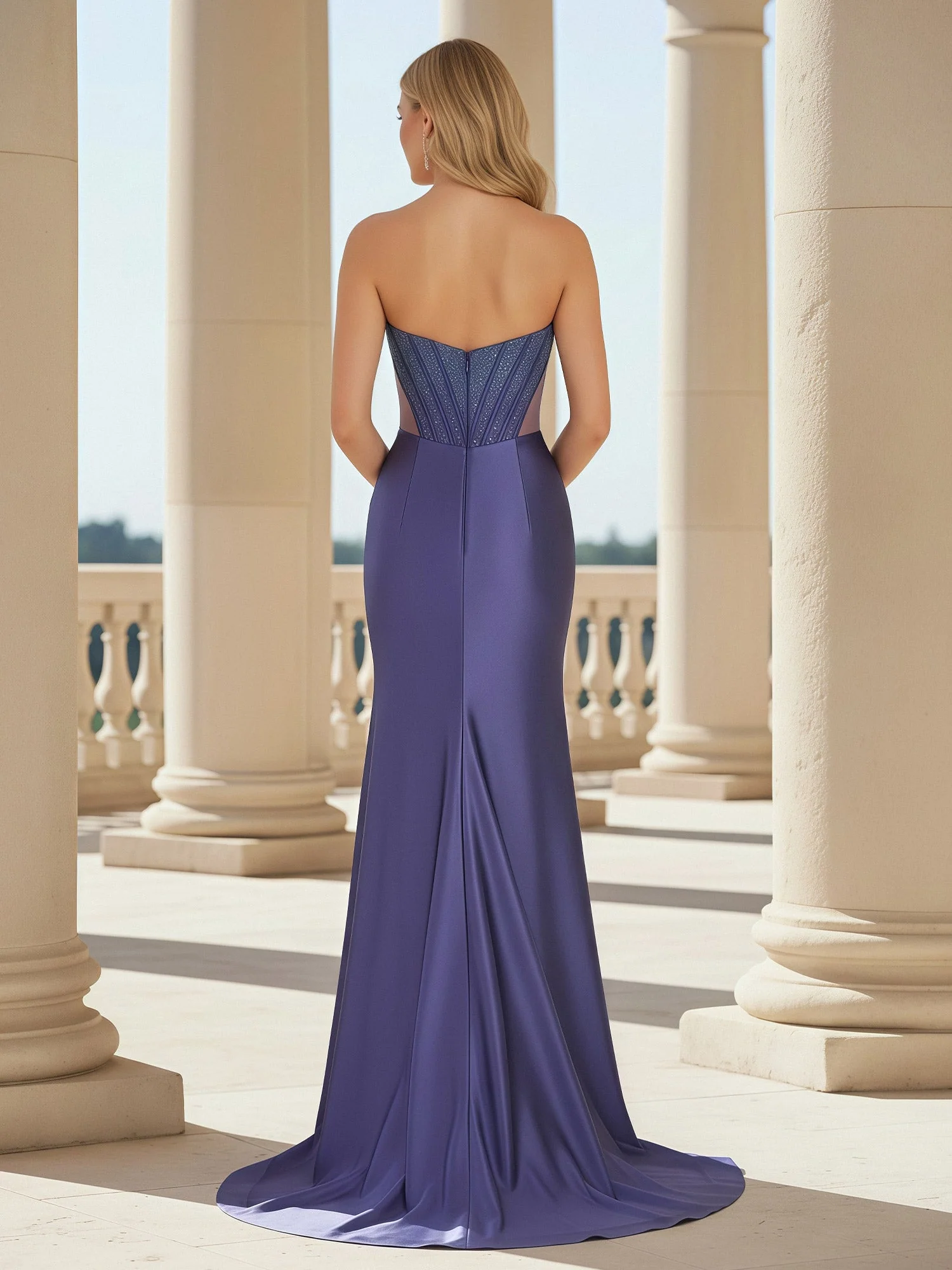 Sweetheart Mermaid Long Dress With Slit Grape - Image 2