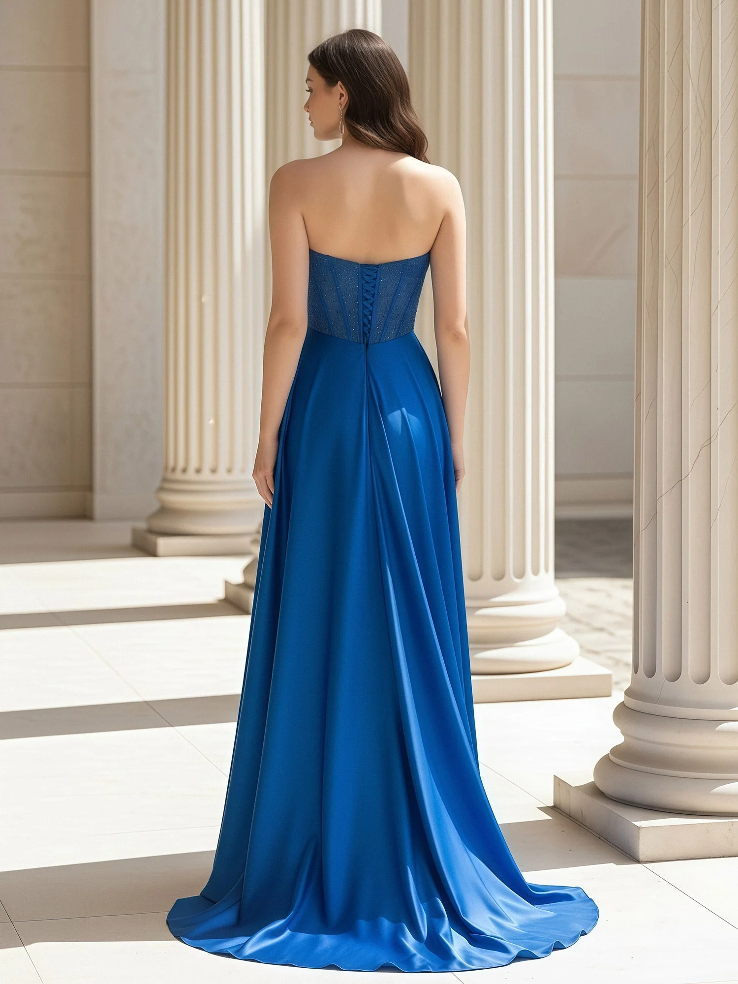 Sleeveless Sweetheart A-Line Satin Prom Dress Vintage Mauve - Image 2