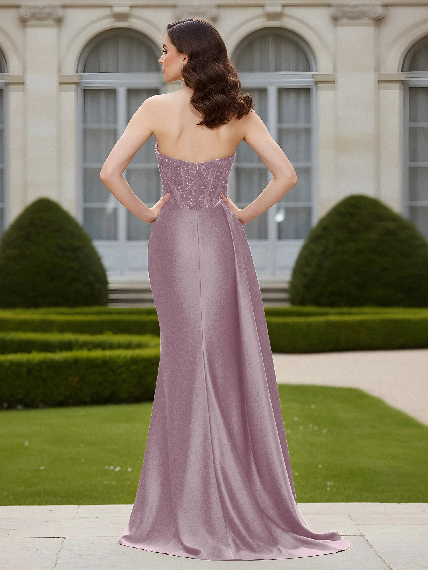 Sheath Sweetheart Backless Dress With Slit Dusk - Image 2