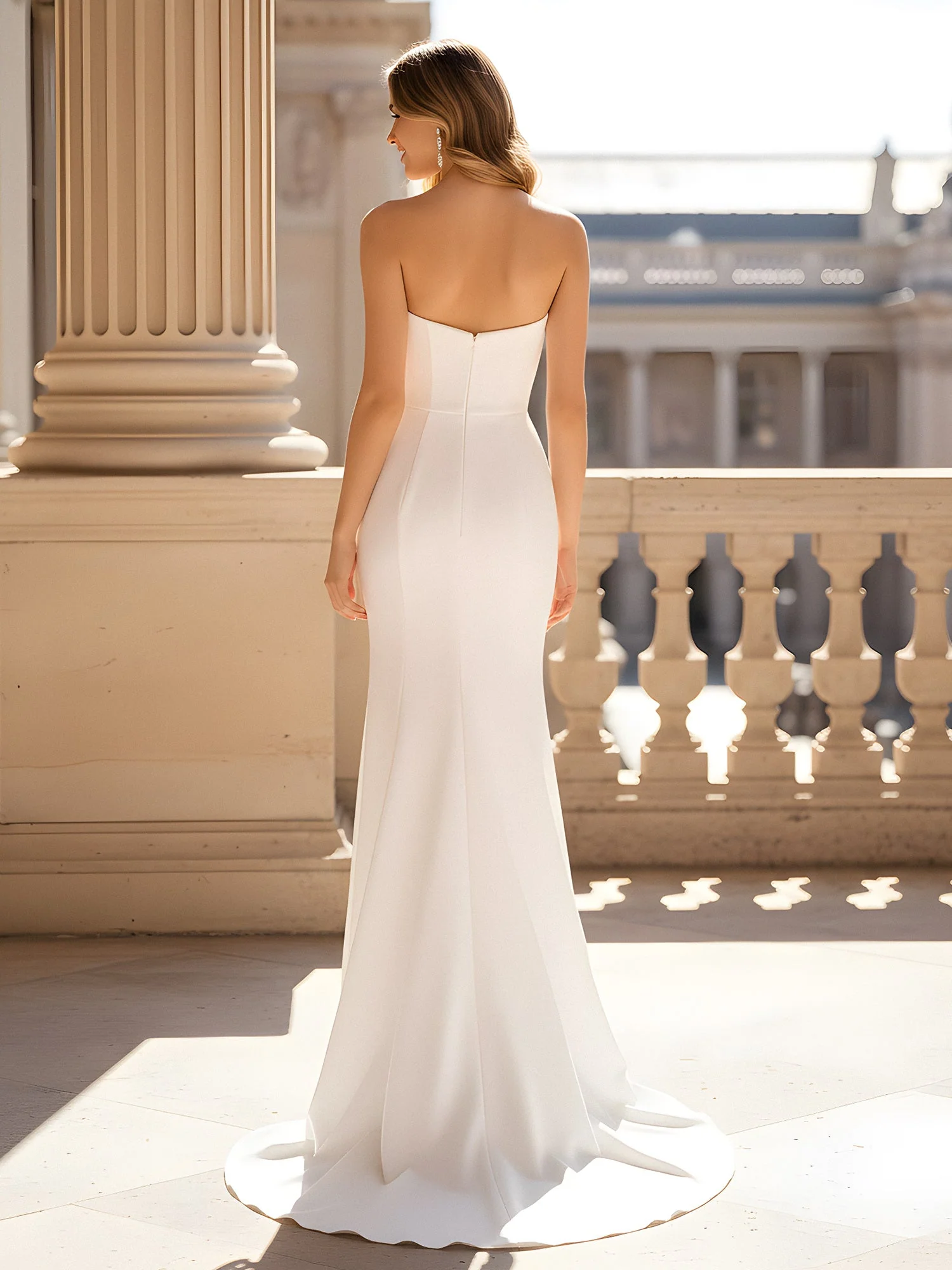 Strapless Pleated Prom Dress With Slit Flamingo - Image 2