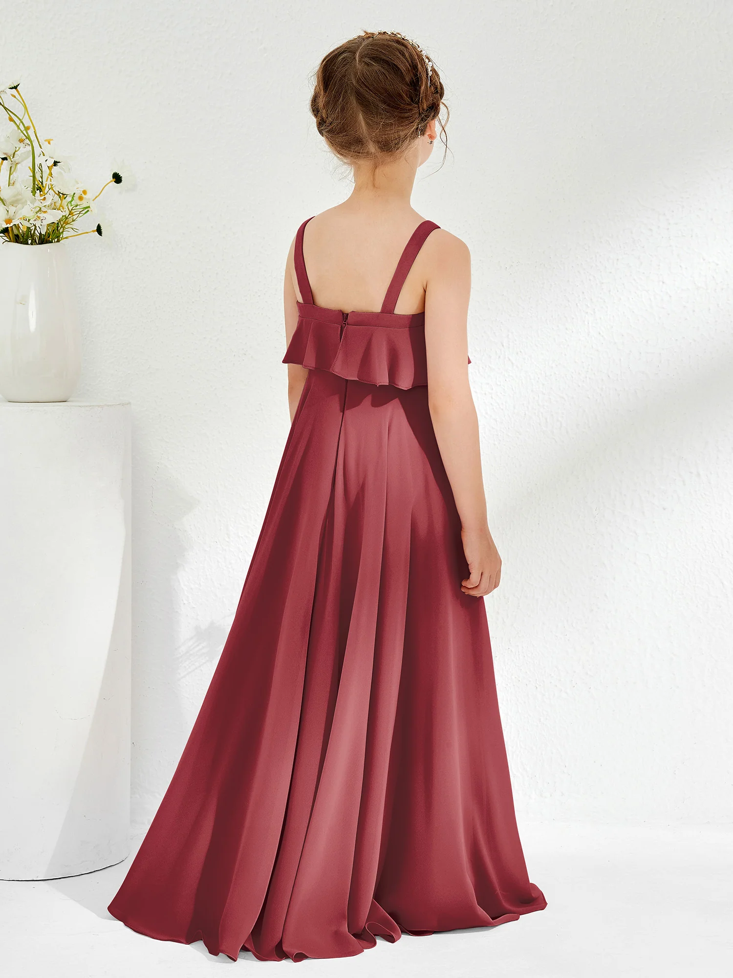 Shoulder Straps Junior Bridesmaid Dresses Cinnamon Rose - Image 2