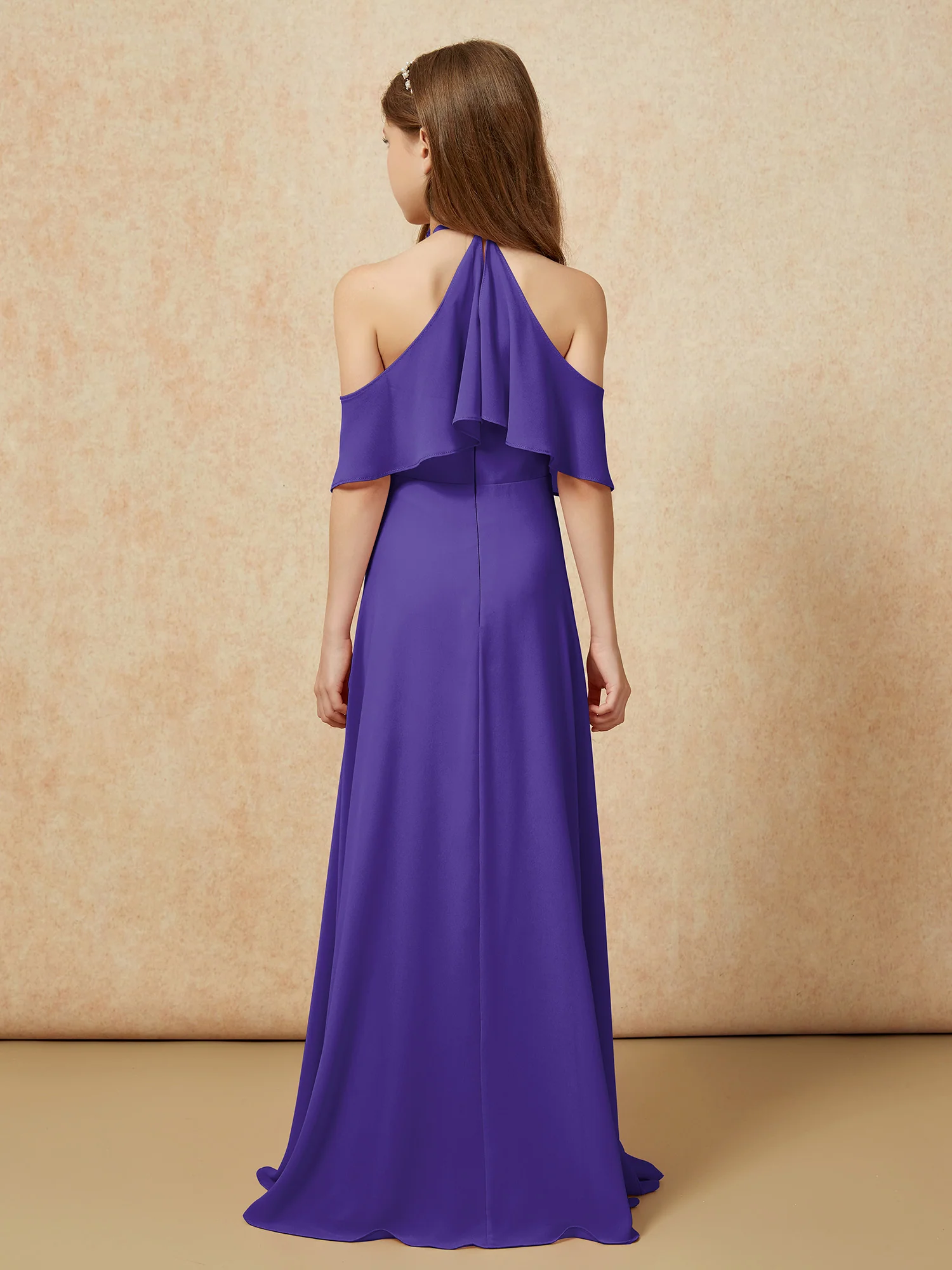 Simple Halter Floor-length Junior Bridesmaid Dress Regency - Image 2