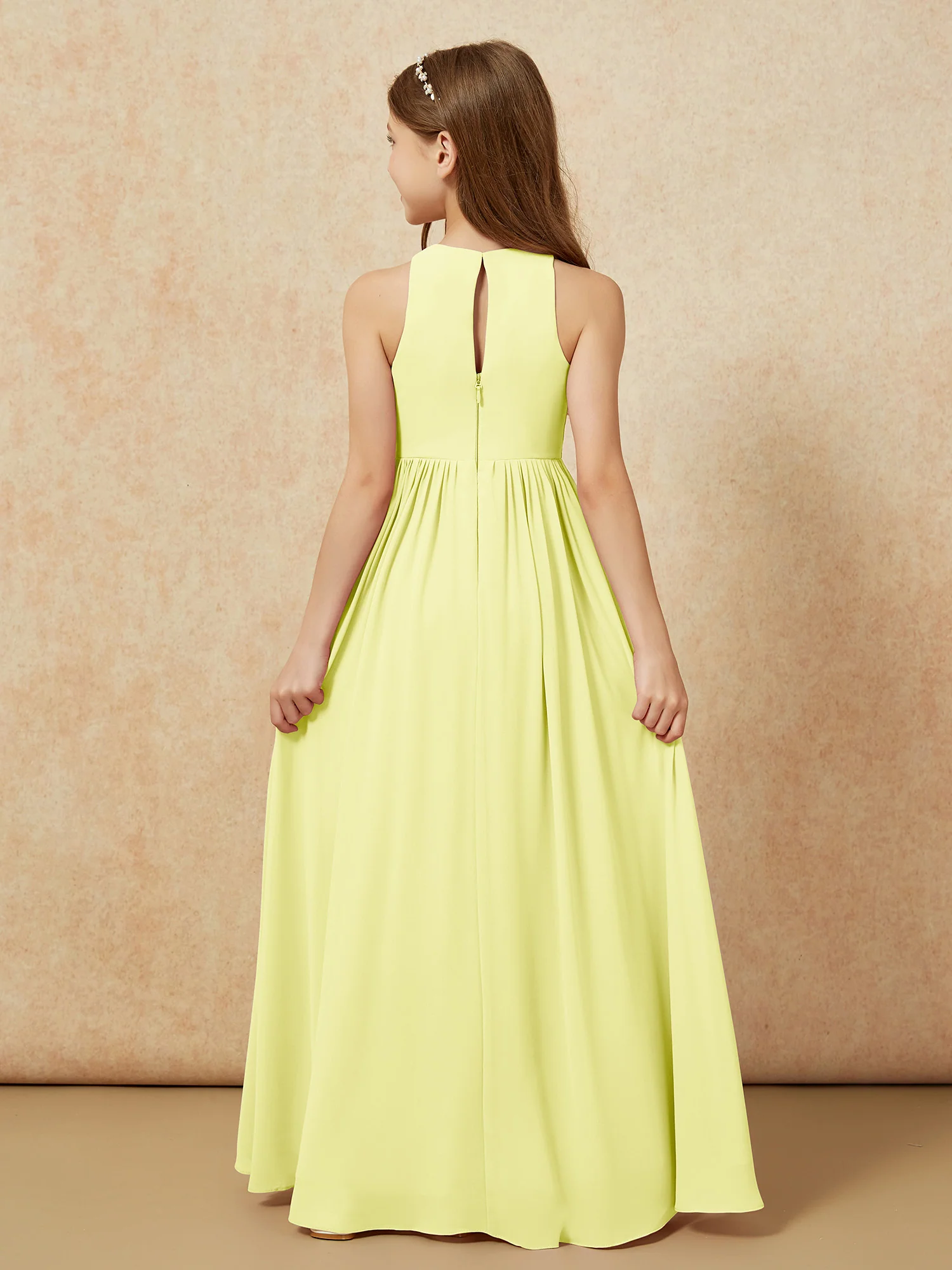 Simple sleeveless chiffon Junior Bridesmaid Dress Daffodil - Image 7