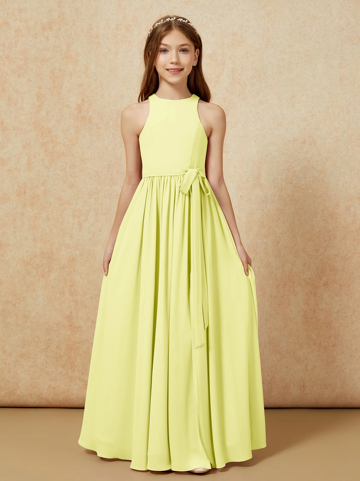 Simple sleeveless chiffon Junior Bridesmaid Dress Daffodil - Image 8