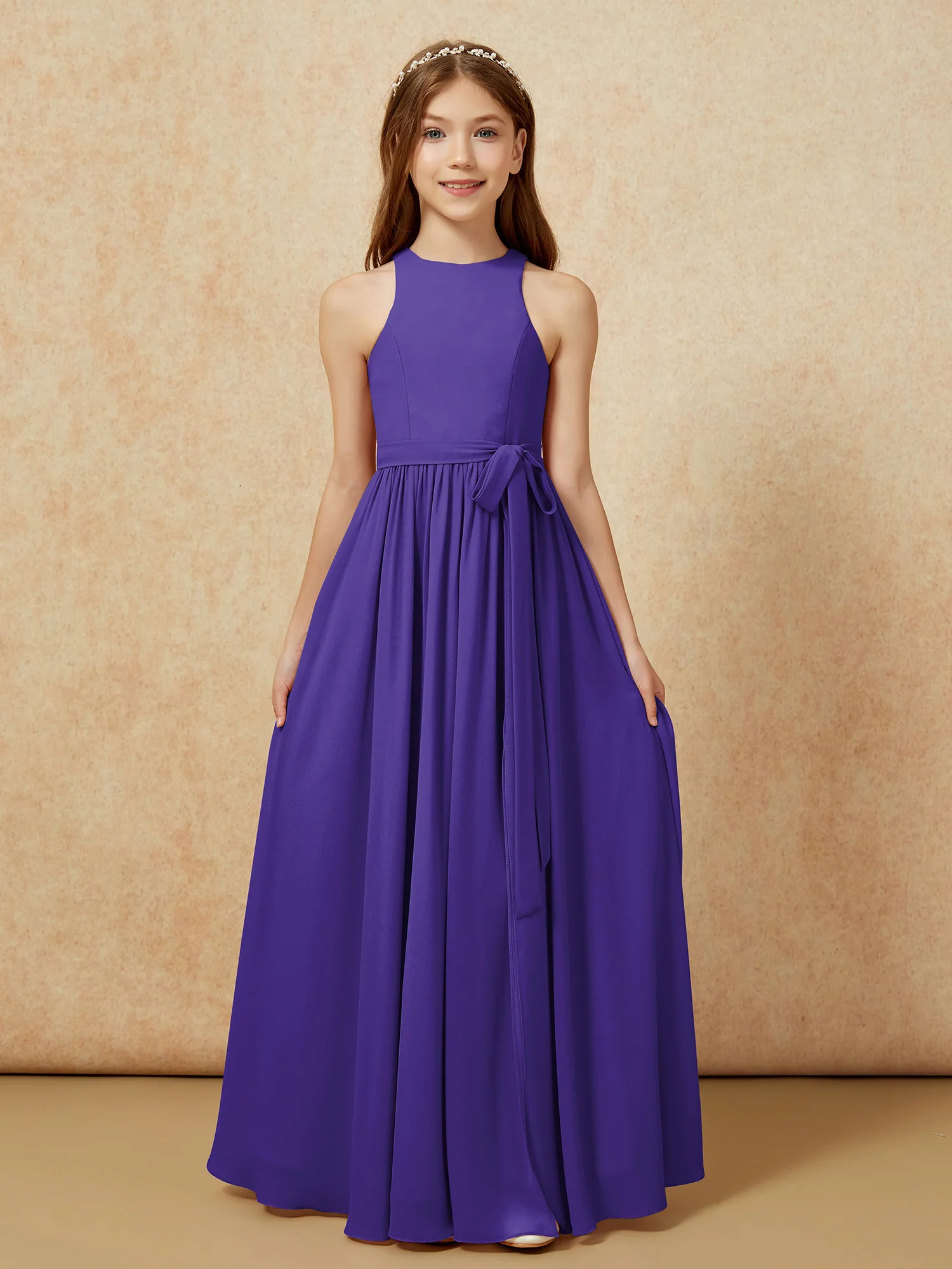 Simple sleeveless chiffon Junior Bridesmaid Dress Regency - Image 8