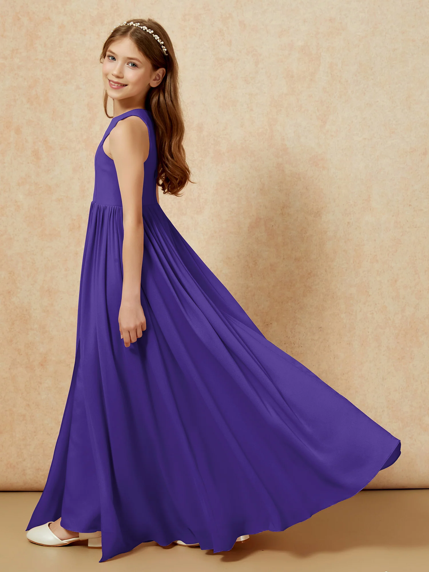 Simple sleeveless chiffon Junior Bridesmaid Dress Regency - Image 9