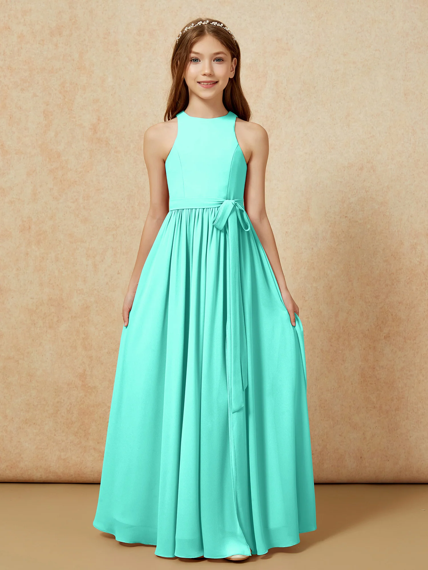 Simple sleeveless chiffon Junior Bridesmaid Dress Spa - Image 8