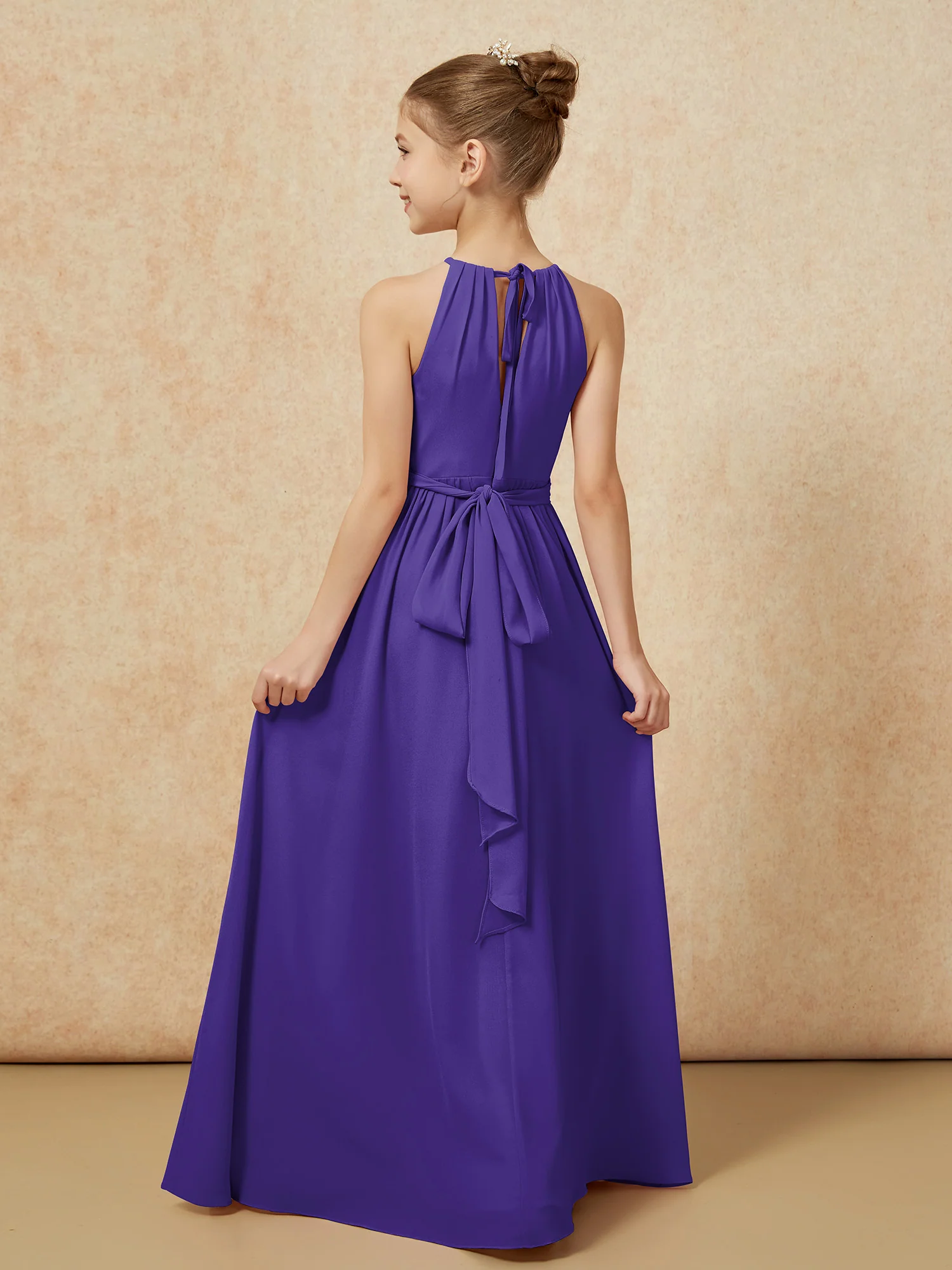 Sleeveless Pleated Long Chiffon Junior Bridesmaid Dress Regency - Image 2