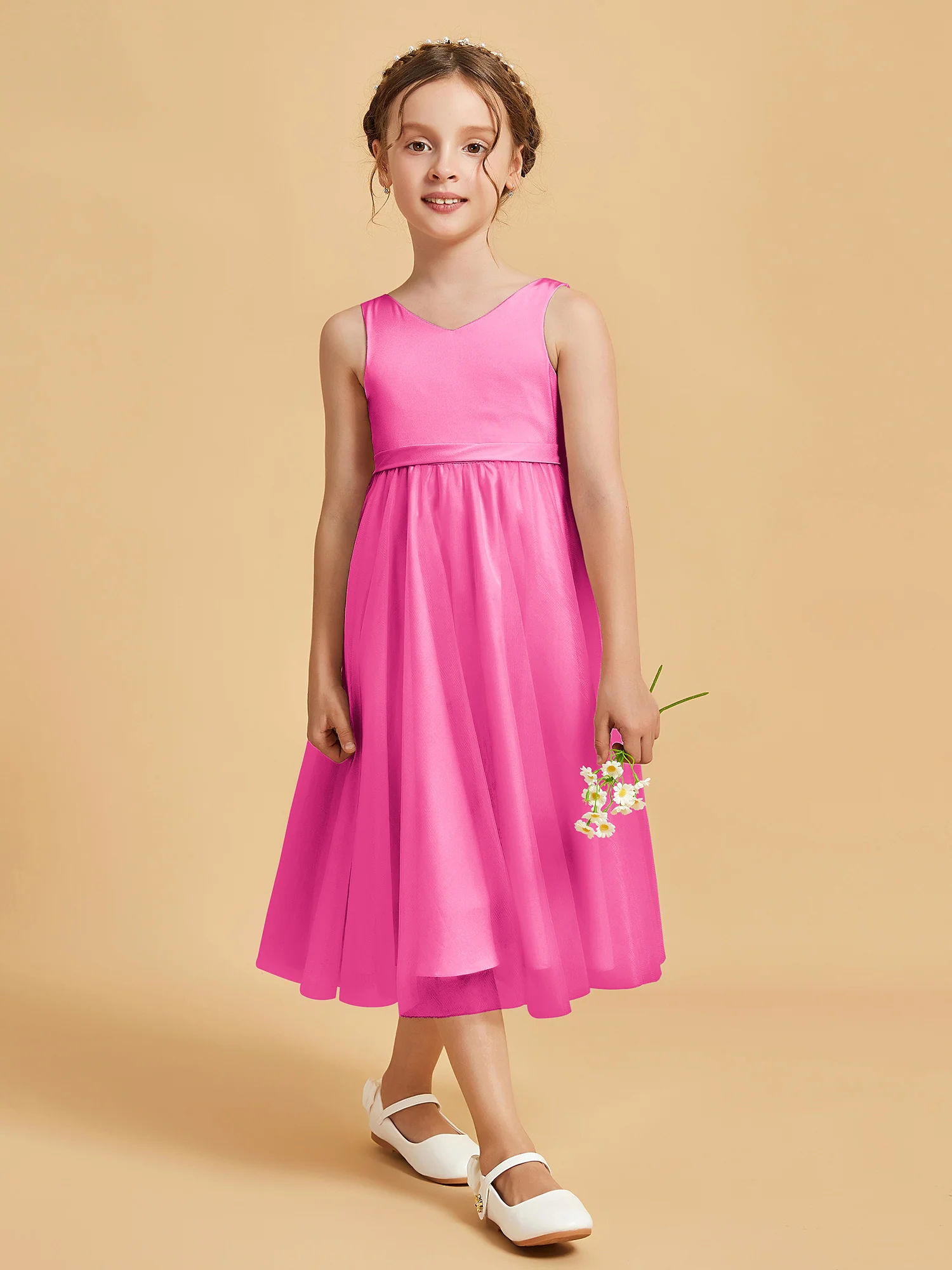 Sleeveless V-Neck Girl's Dress Azalea