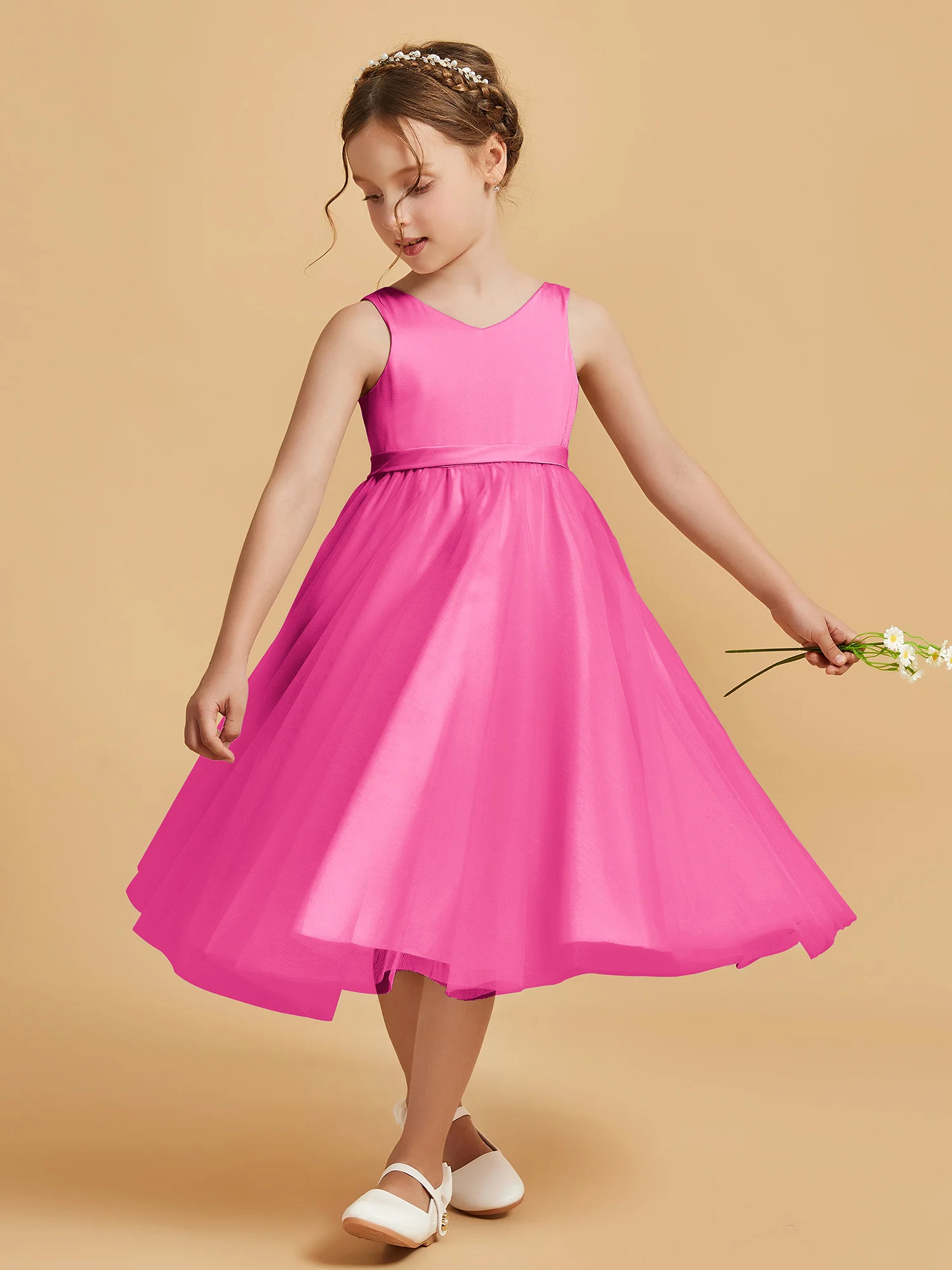 Sleeveless V-Neck Girl's Dress Azalea - Image 3