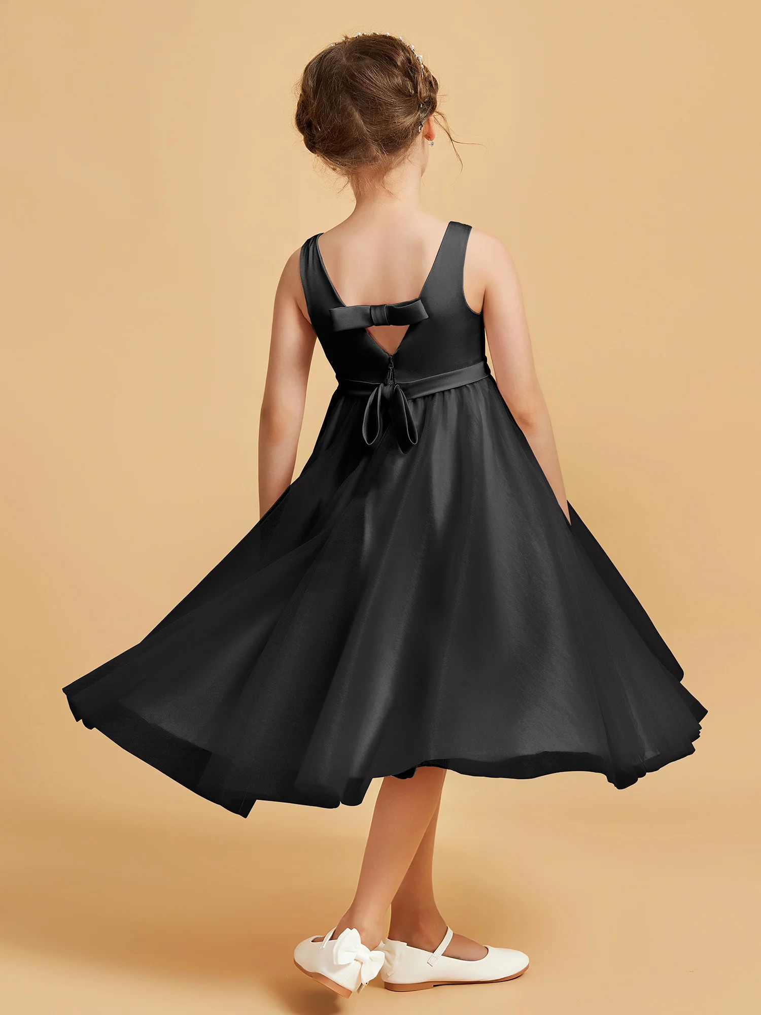 Sleeveless V-Neck Girl's Dress Black - Image 2