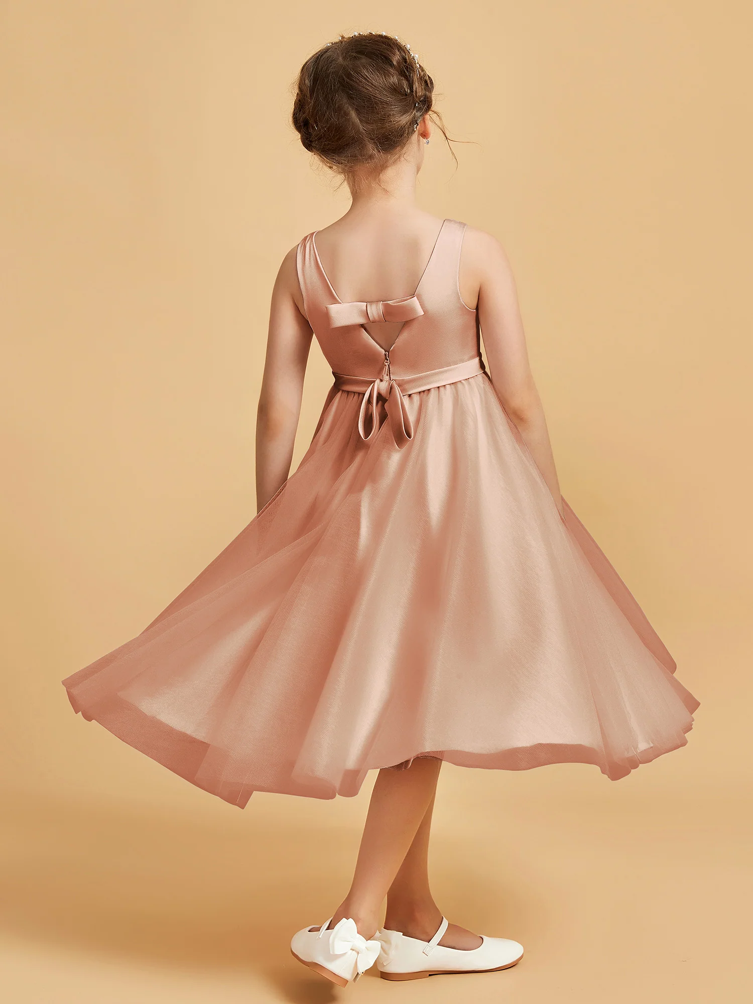 Sleeveless V-Neck Girl's Dress Bronzer - Image 2