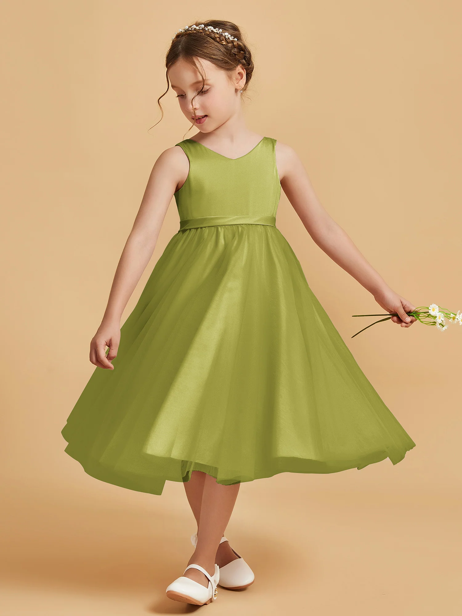 Sleeveless V-Neck Girl's Dress Clover - Image 3