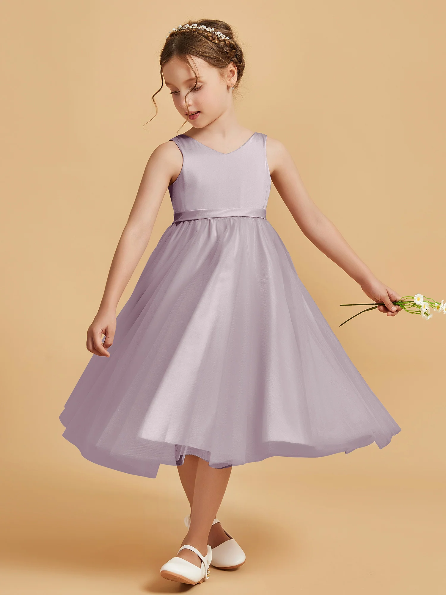 Sleeveless V-Neck Girl's Dress Dusk - Image 3