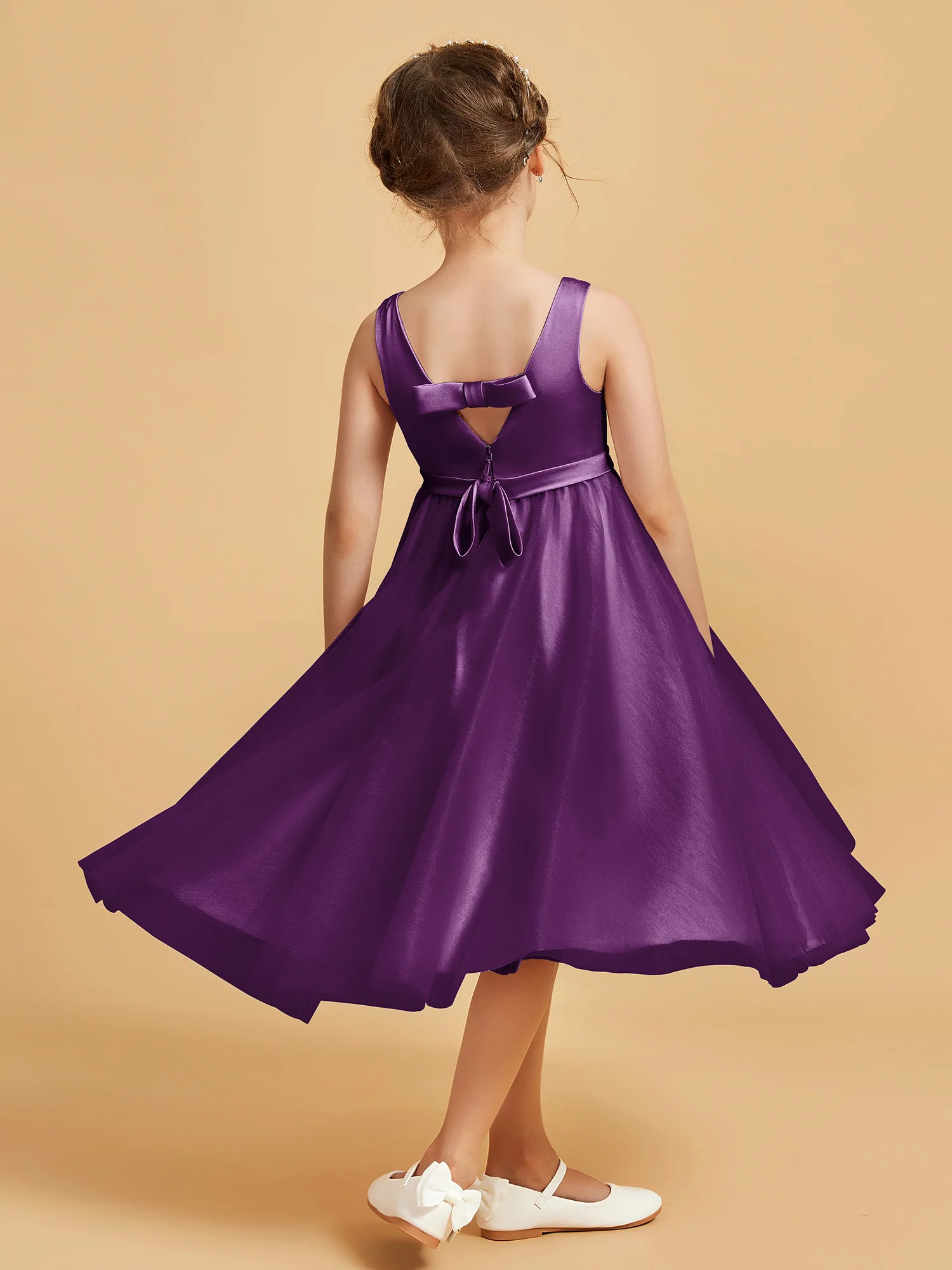 Sleeveless V-Neck Girl's Dress Grape - Image 2