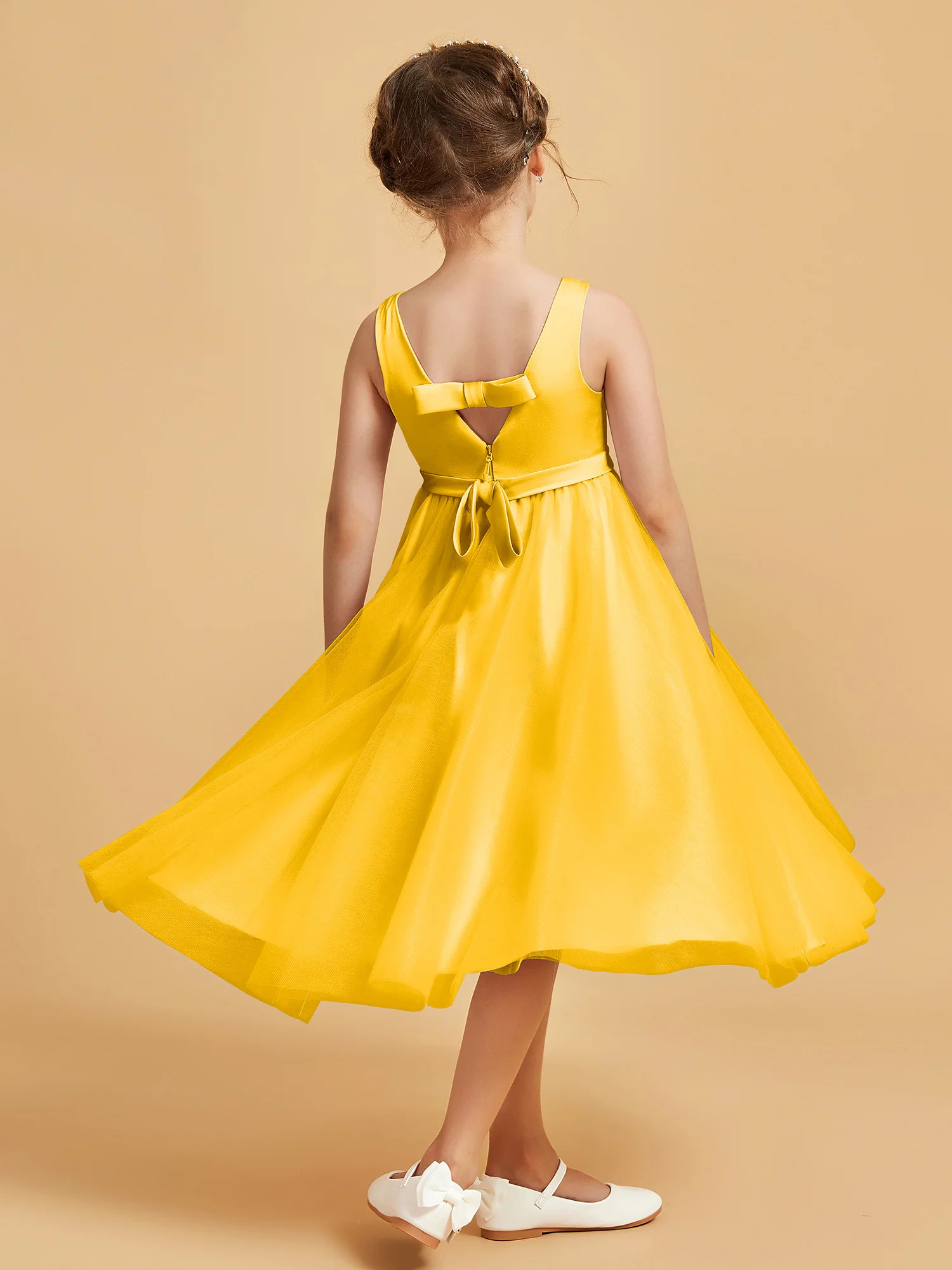 Sleeveless V-Neck Girl's Dress Marigold - Image 2