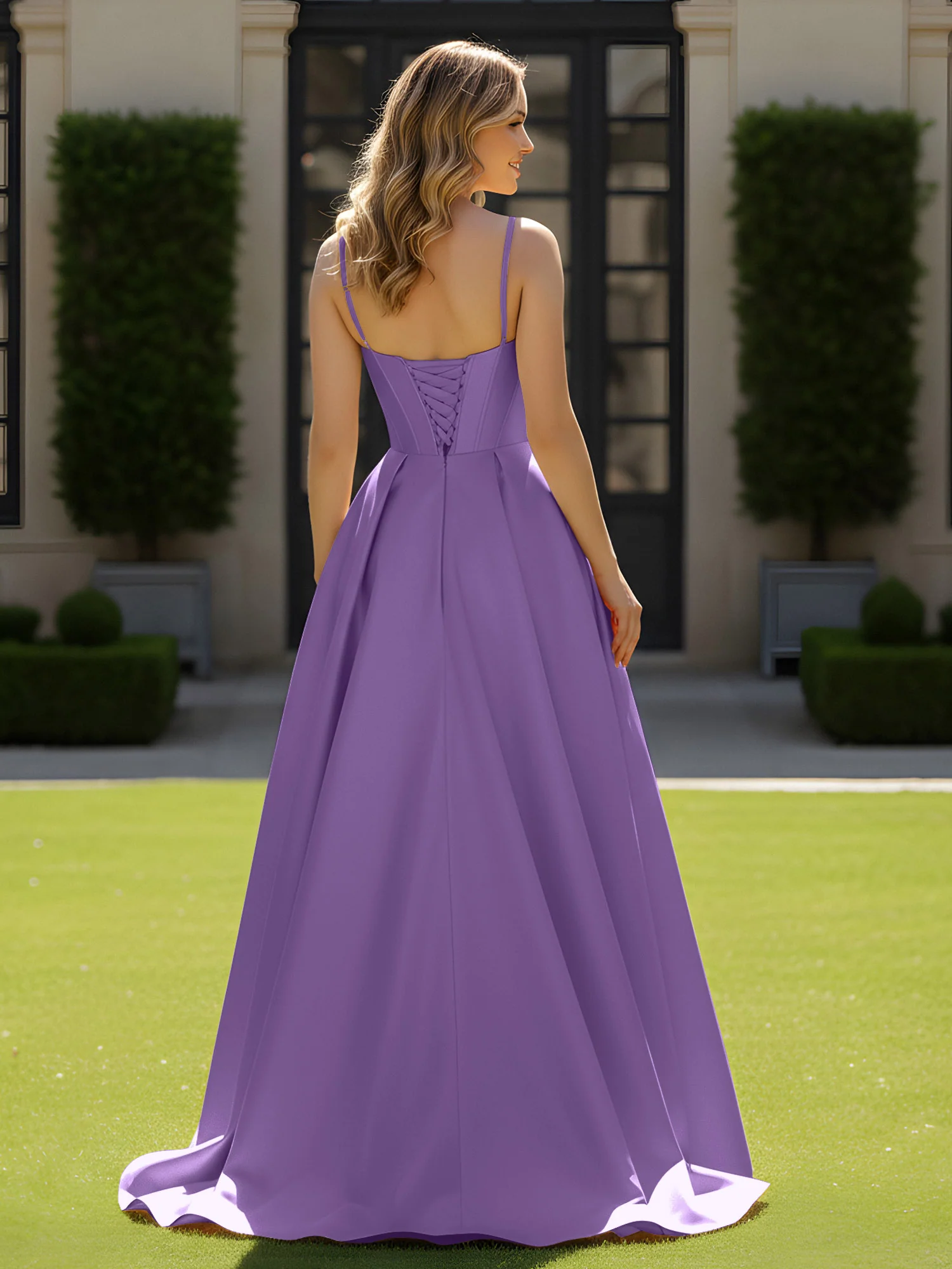 Spaghetti Straps Beaded Sweetheart Neck Maxi Gown Tahiti - Image 2