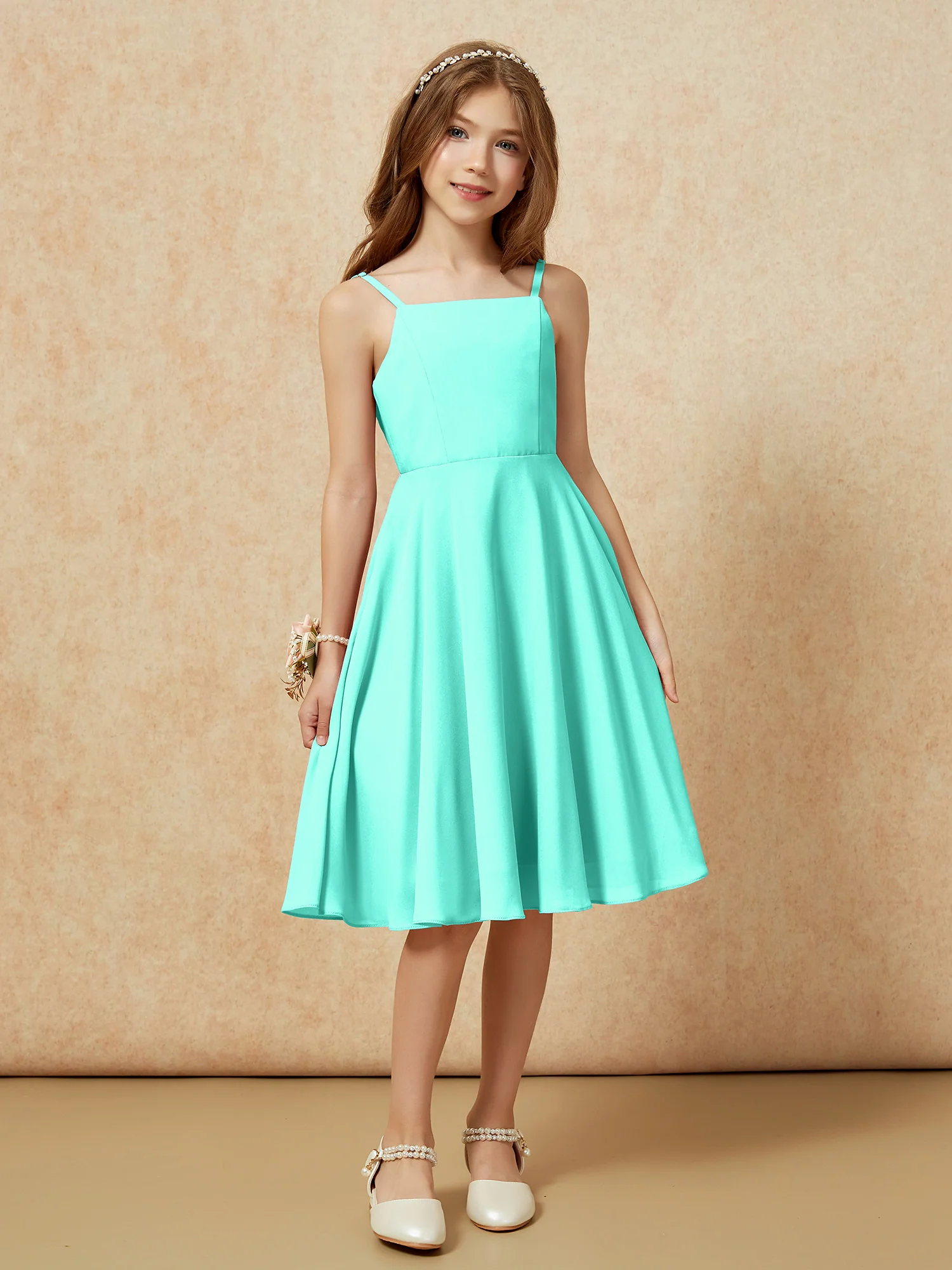 Square Neck Knee-length Junior Bridesmaid Dresses Spa - Image 6