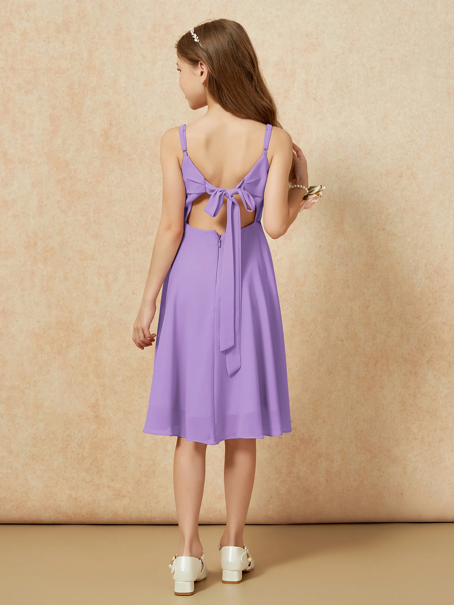 Square Neck Knee-length Junior Bridesmaid Dresses Tahiti - Image 2
