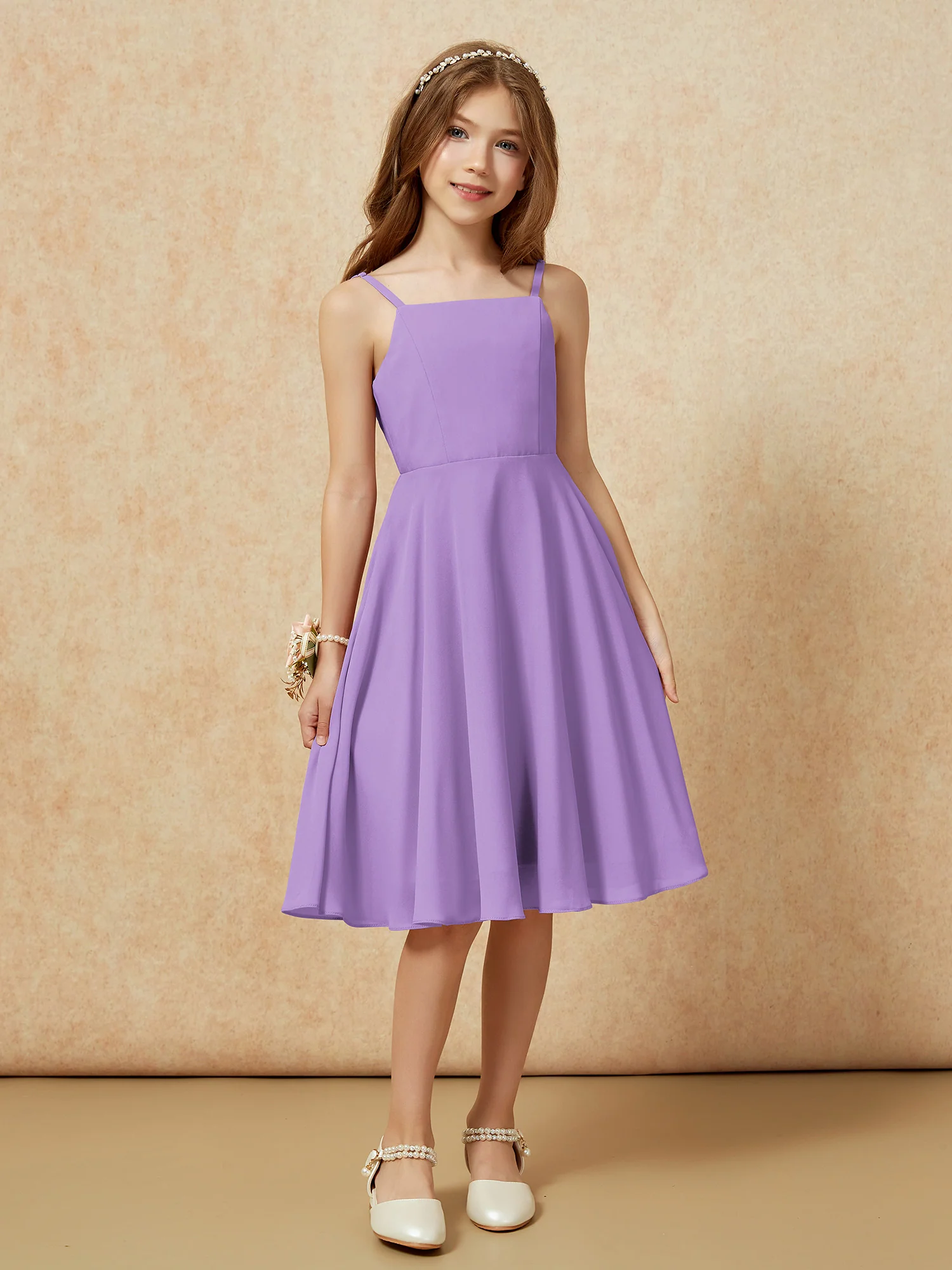 Square Neck Knee-length Junior Bridesmaid Dresses Tahiti - Image 6