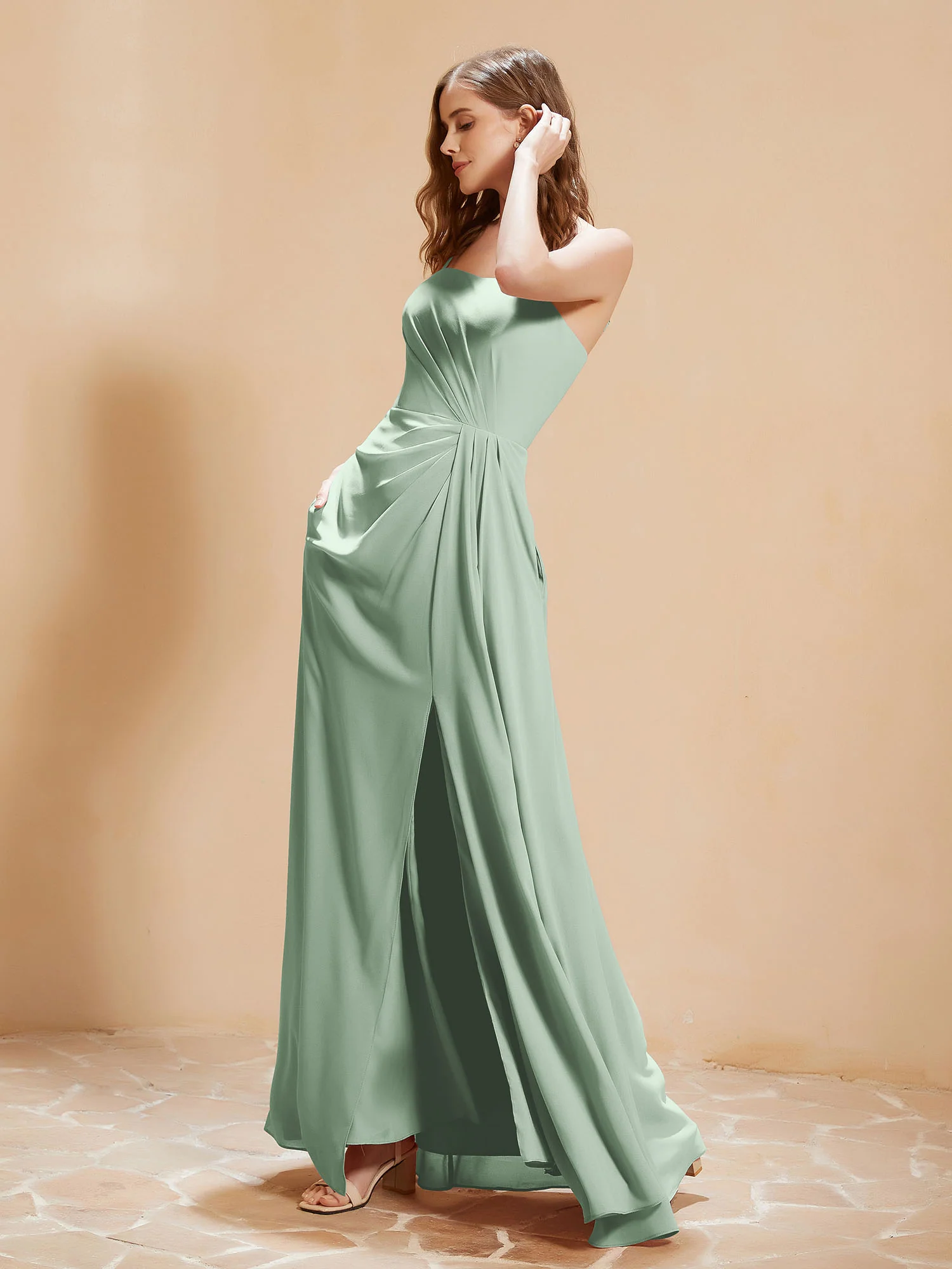 Square Neckline A-line Chiffon Dress With Pocket Agave - Image 3