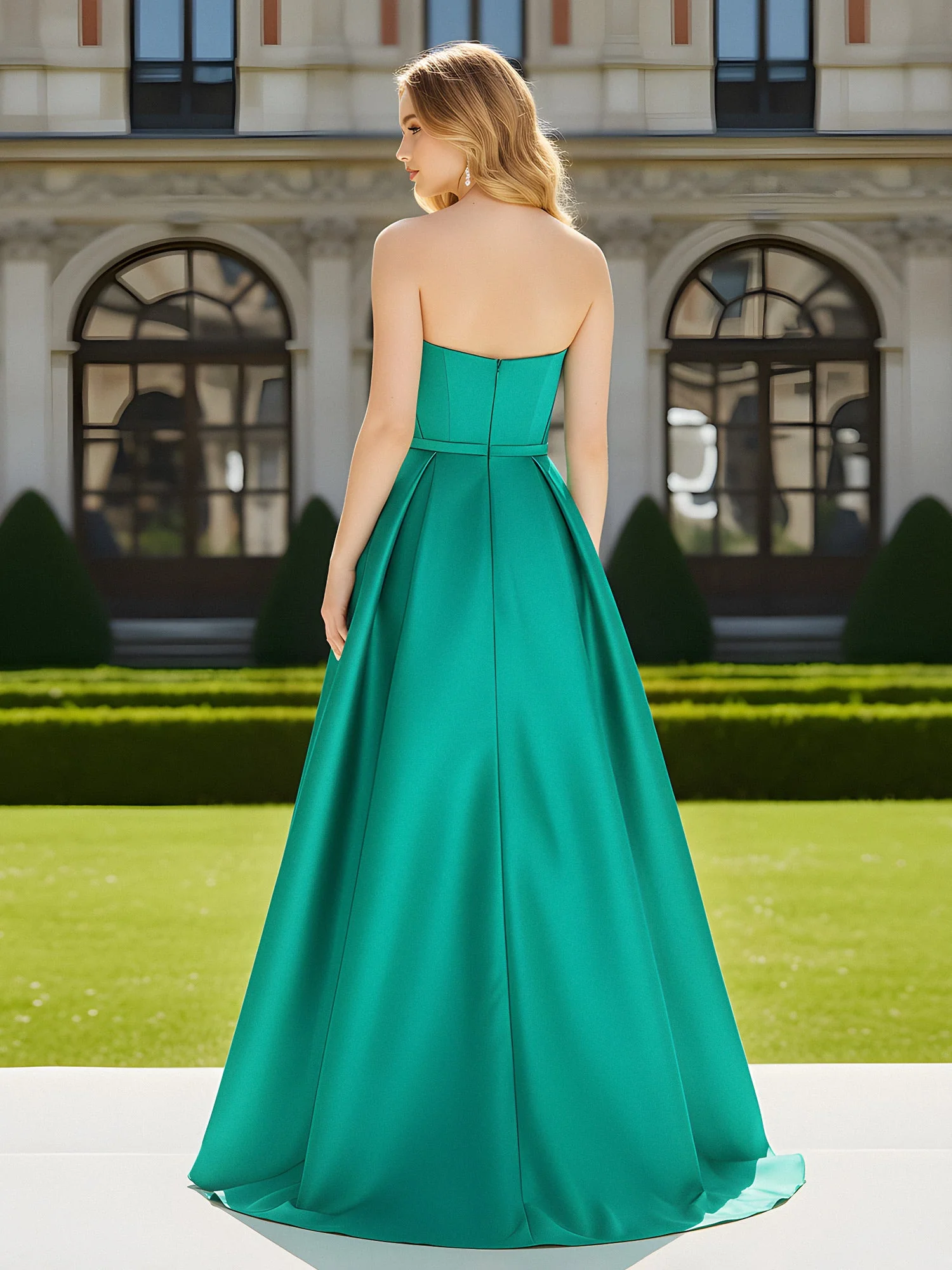 Strapless Sweetheart Neck Sweep Train Gown With Slit Cinnamon Rose - Image 2