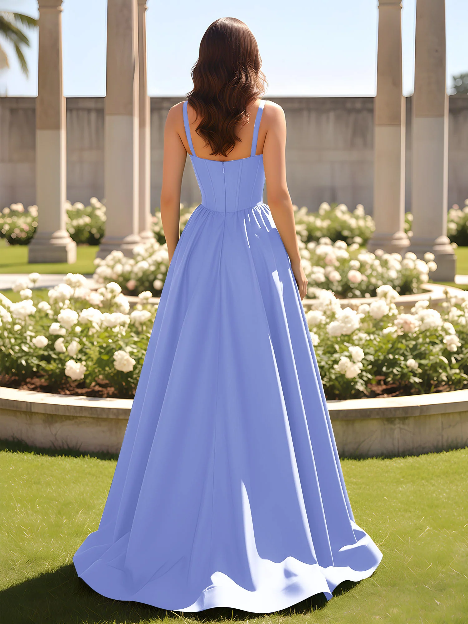 Sweetheart Cutout A-Line Ruched Dress With Slit Lavender - Image 2