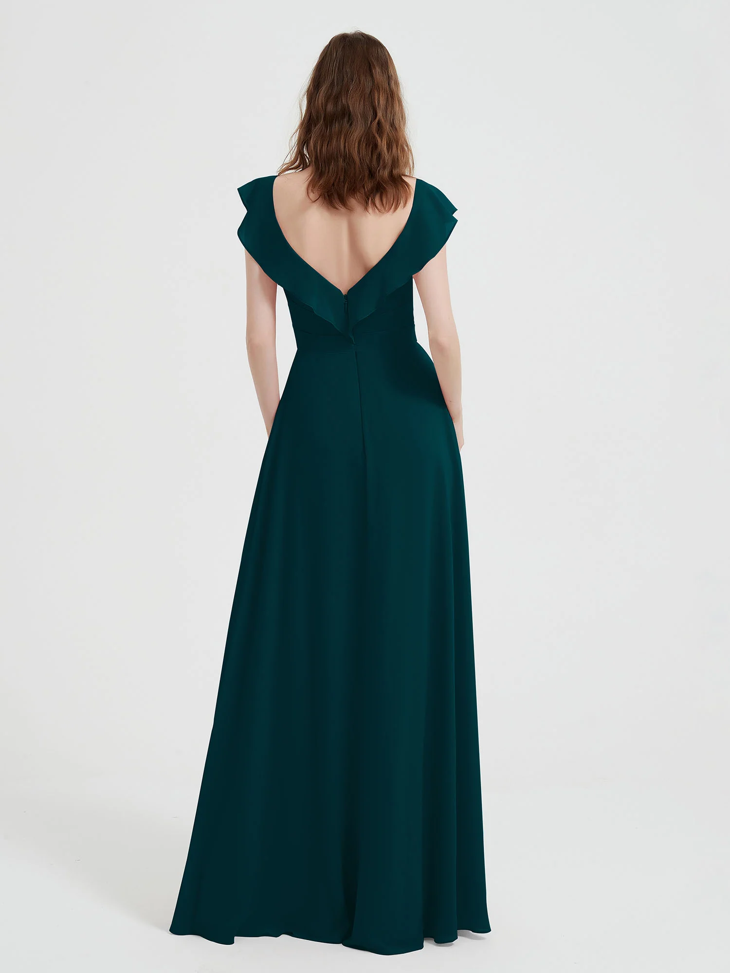 Sweetheart Flutter Sleeves Chiffon Dress Pine - Image 2