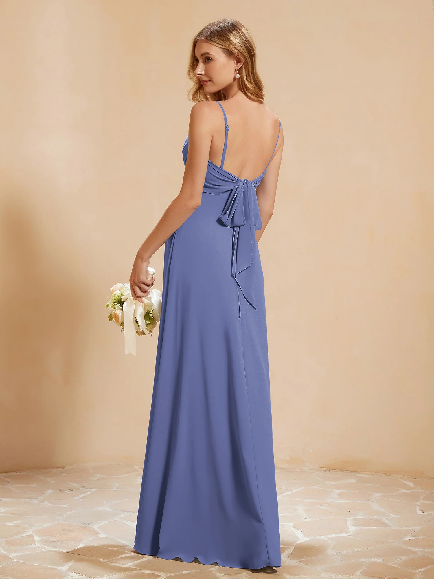 Sweetheart Pleated Long Dress With Slit Periwinkle Plus Size - Image 2