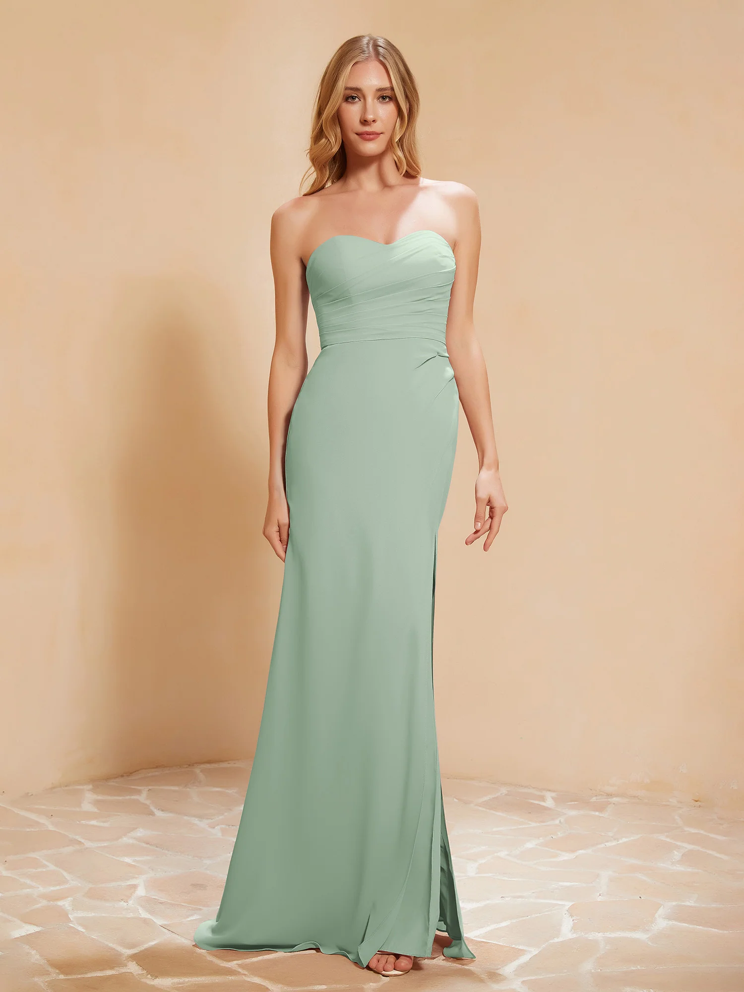 Sweetheart Sheath Chiffon Dress With Slit Agave
