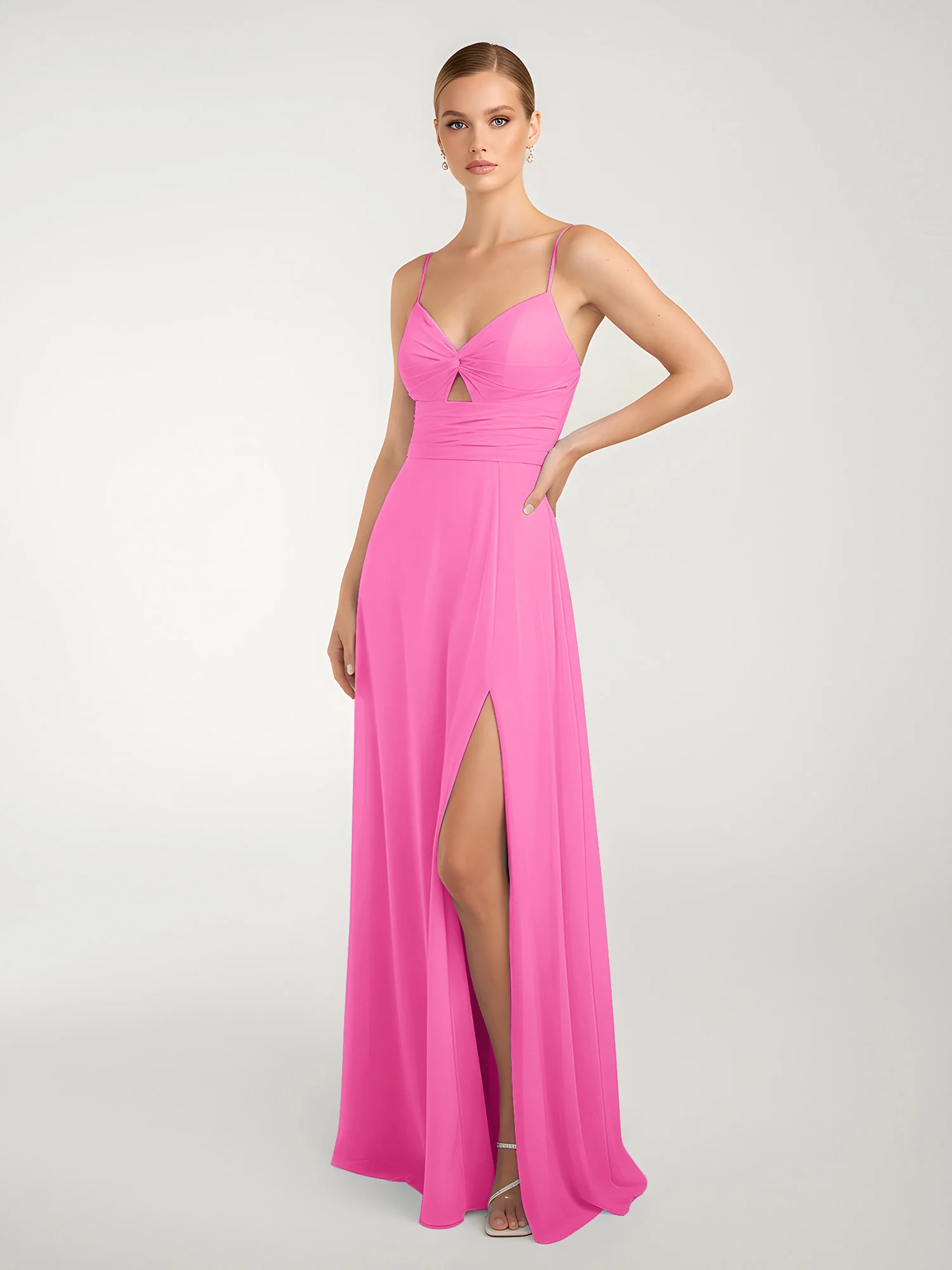 Chiffon A-Line Criss-Cross Straps Dresses With Slit Azalea